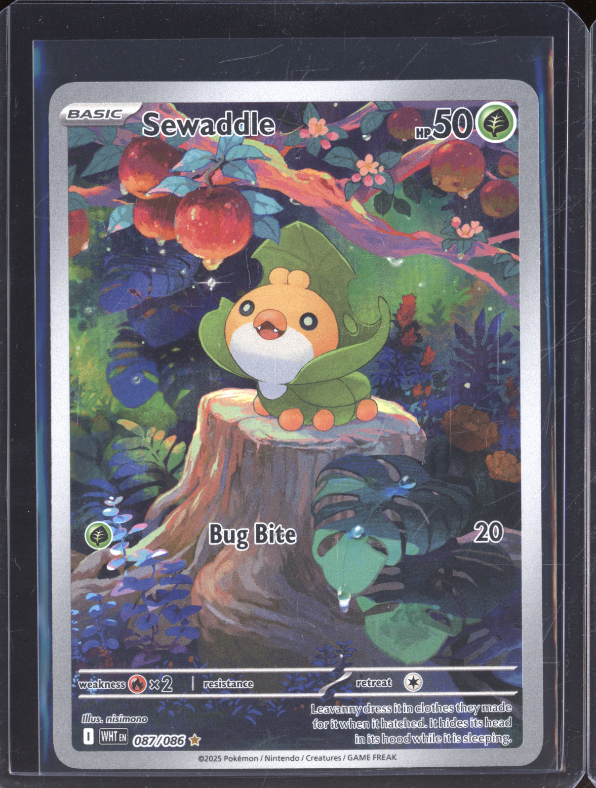2025 Pokémon SV White Flare #087 Sewaddle Illustration Rare — front