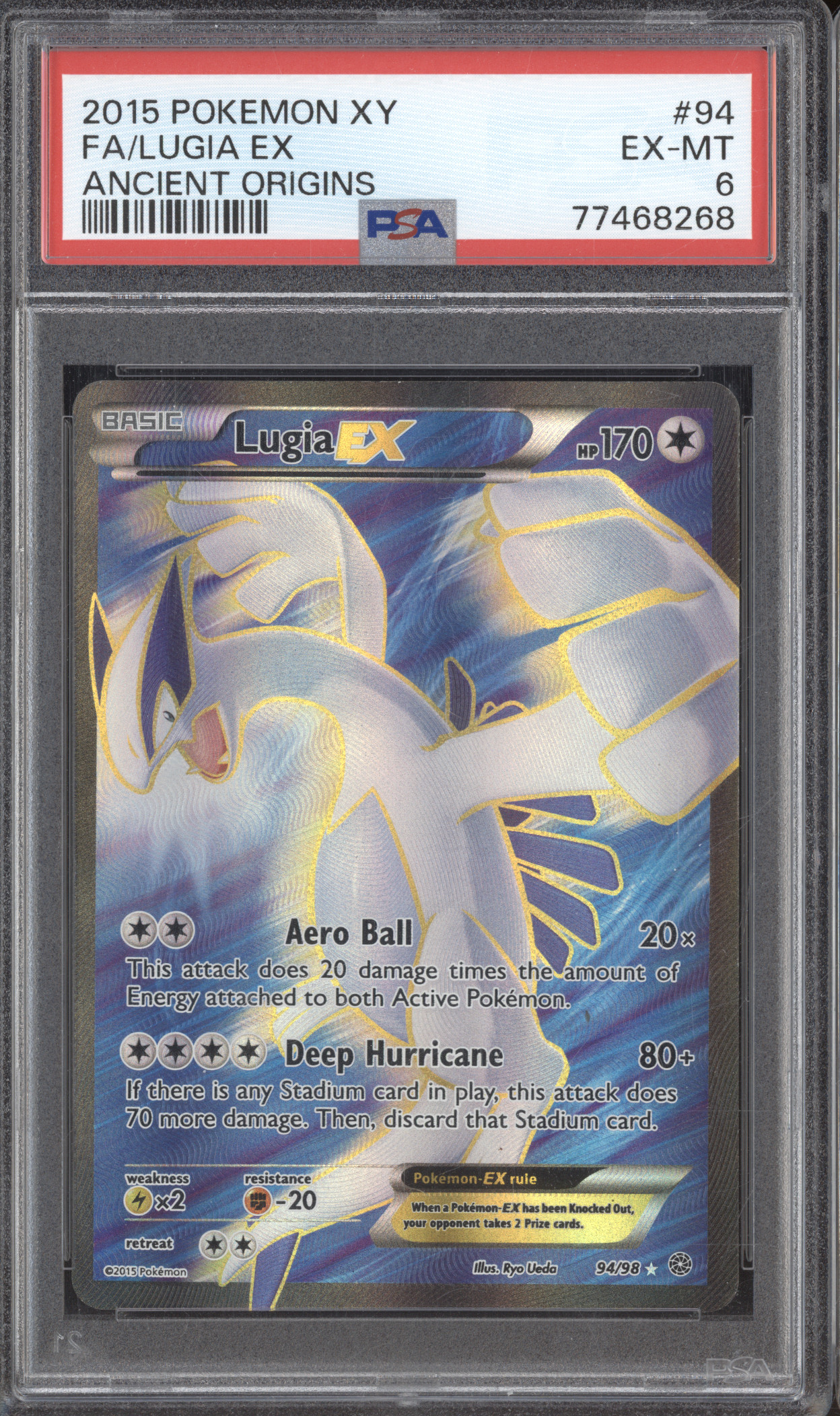 2015 Pokemon XY #94 Lugia EX Ancient Origins Full Art — front
