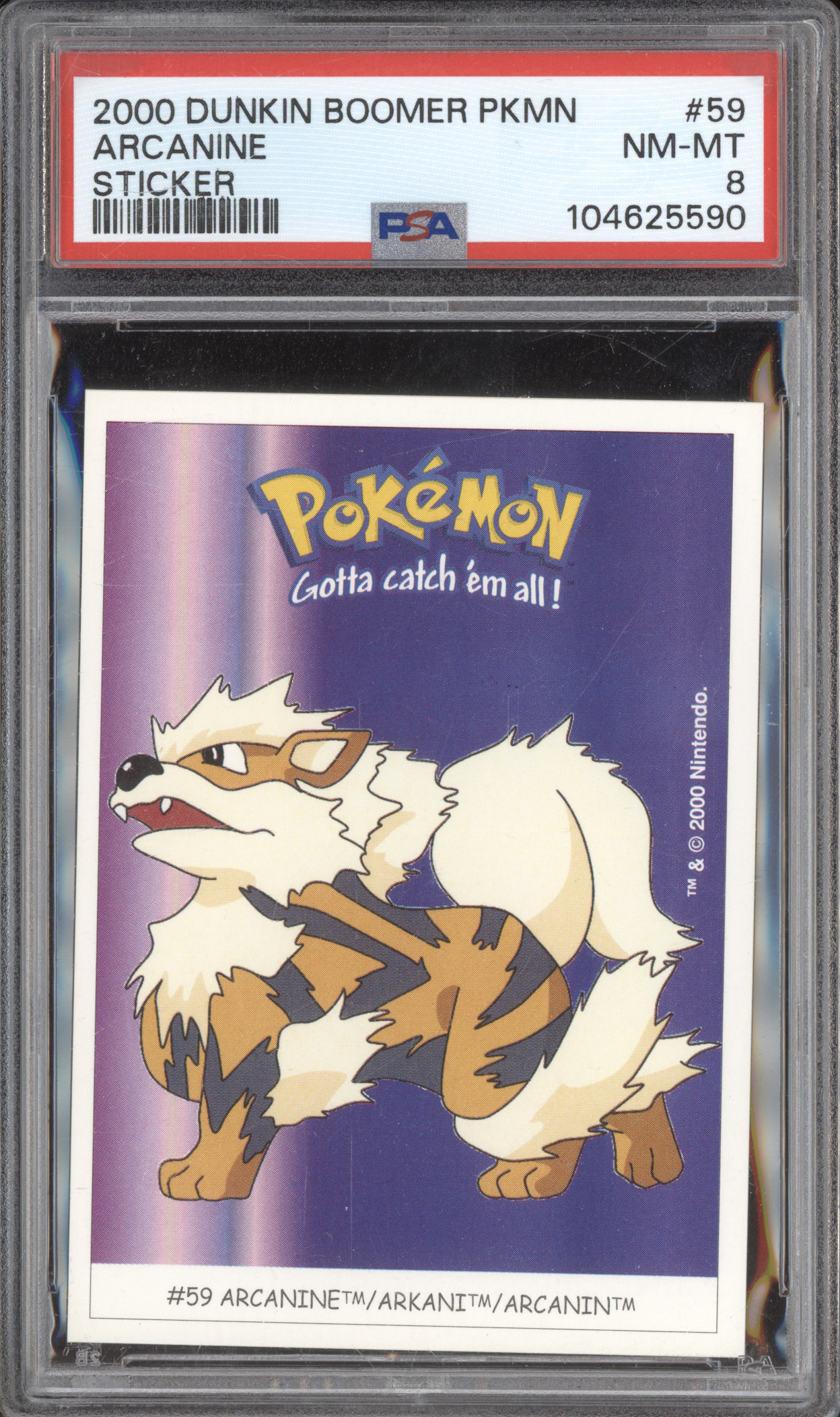 2000 Nintendo Dunkin Boomer #59 Arcanine — front