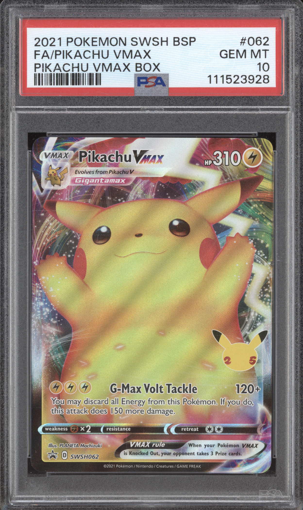 2021 Pokemon Swsh Black Star Promo #062 FA/Pikachu VMAX — front
