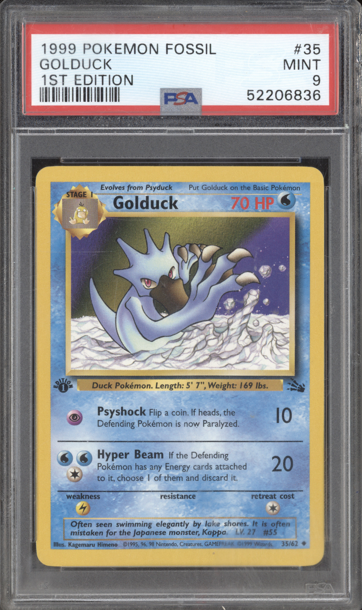 1999 Pokémon Fossil #35 Golduck — front
