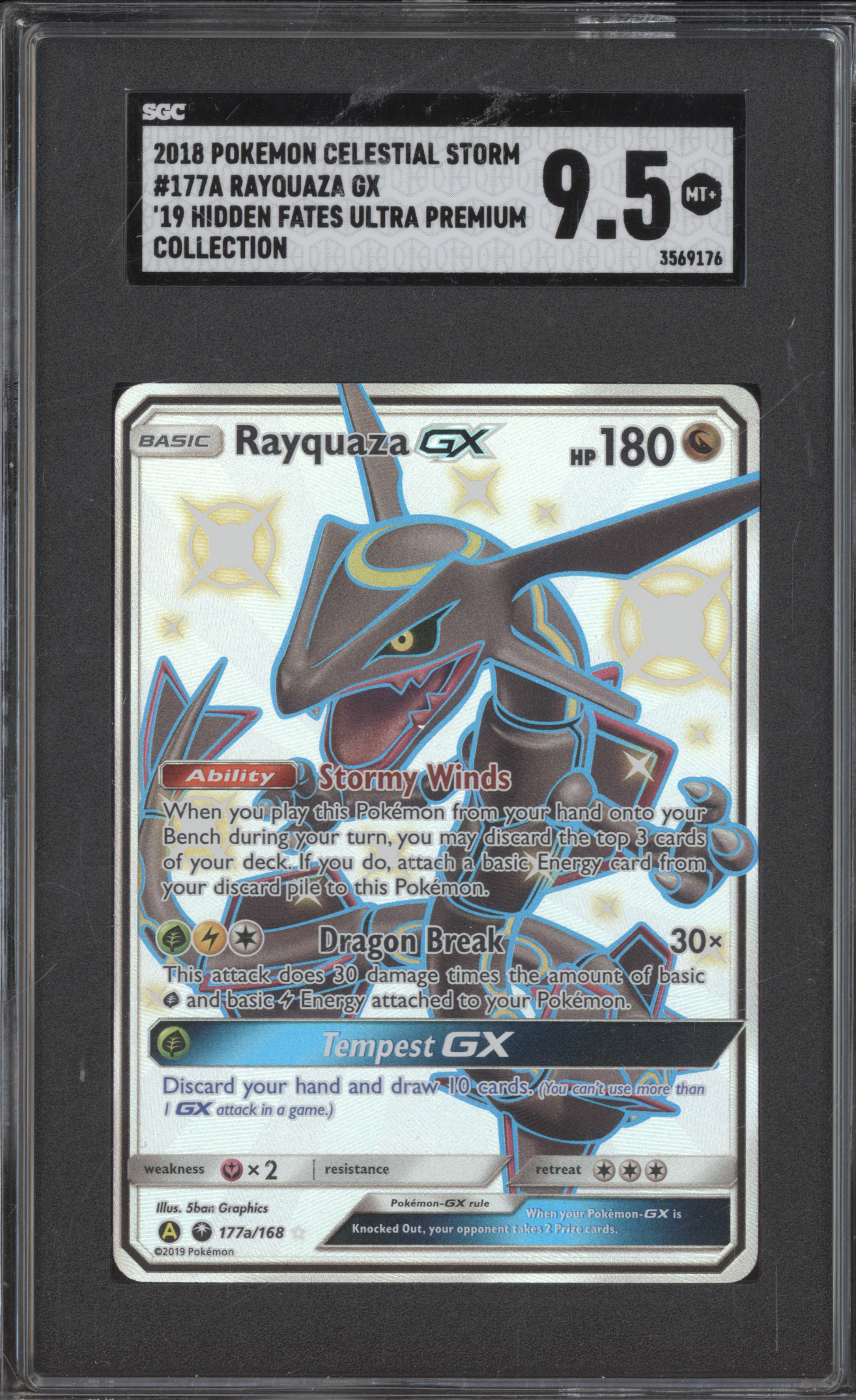 2018 Pokémon Celestial Storm #177a Rayquaza GX — front