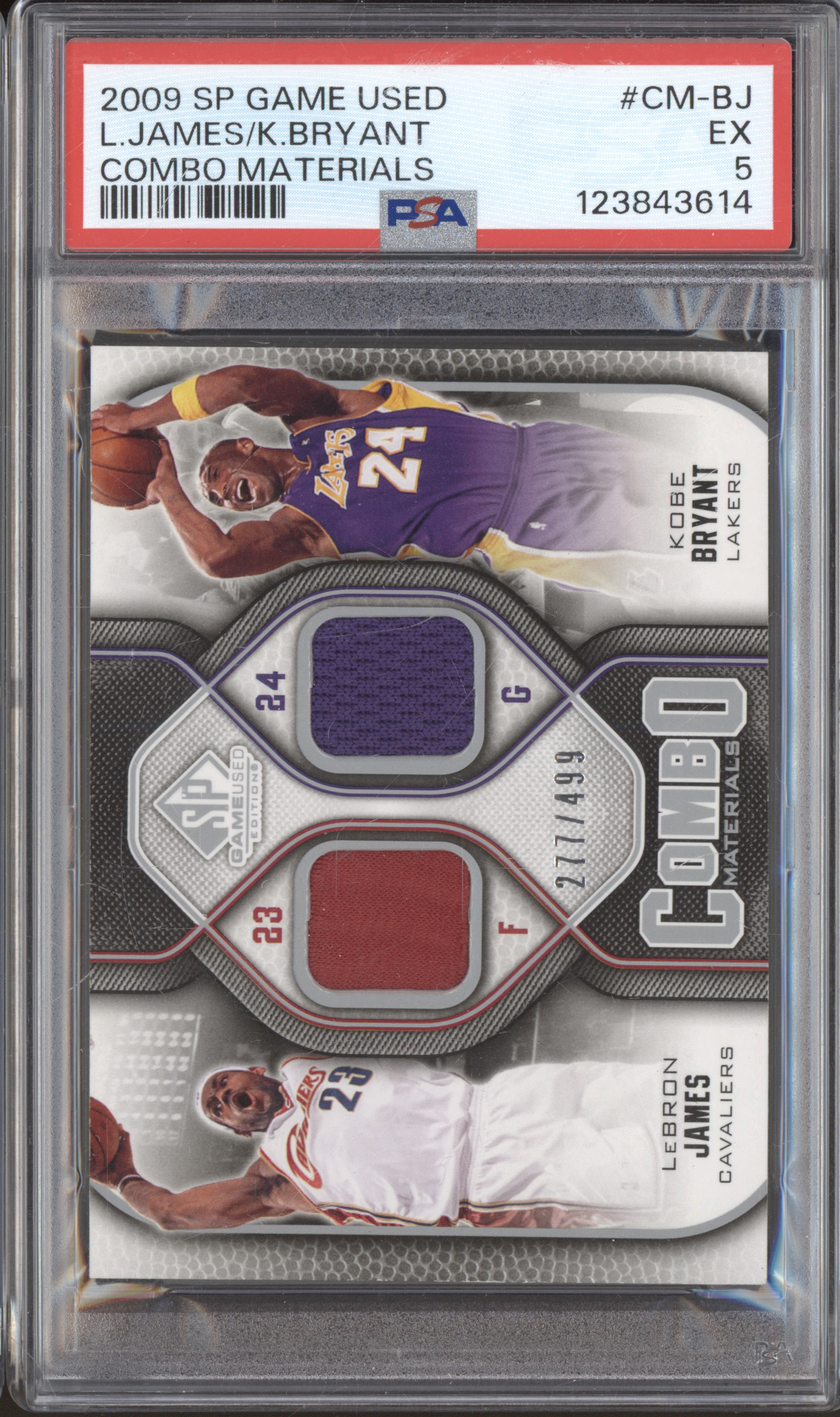 2009 SP Game Used #CM-BJ LeBron James/Kobe Bryant Combo Materials — front