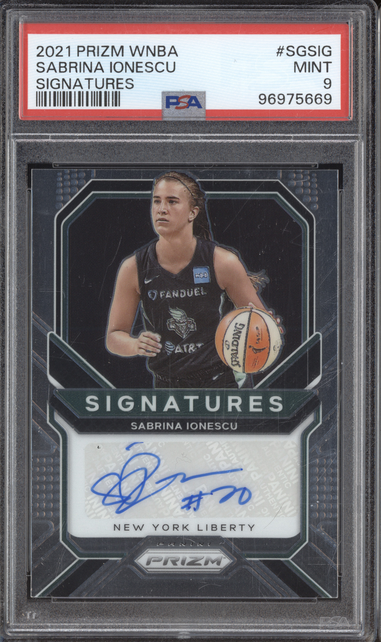 2021 Panini Prizm WNBA #SG-SIG Sabrina Ionescu Signatures — front