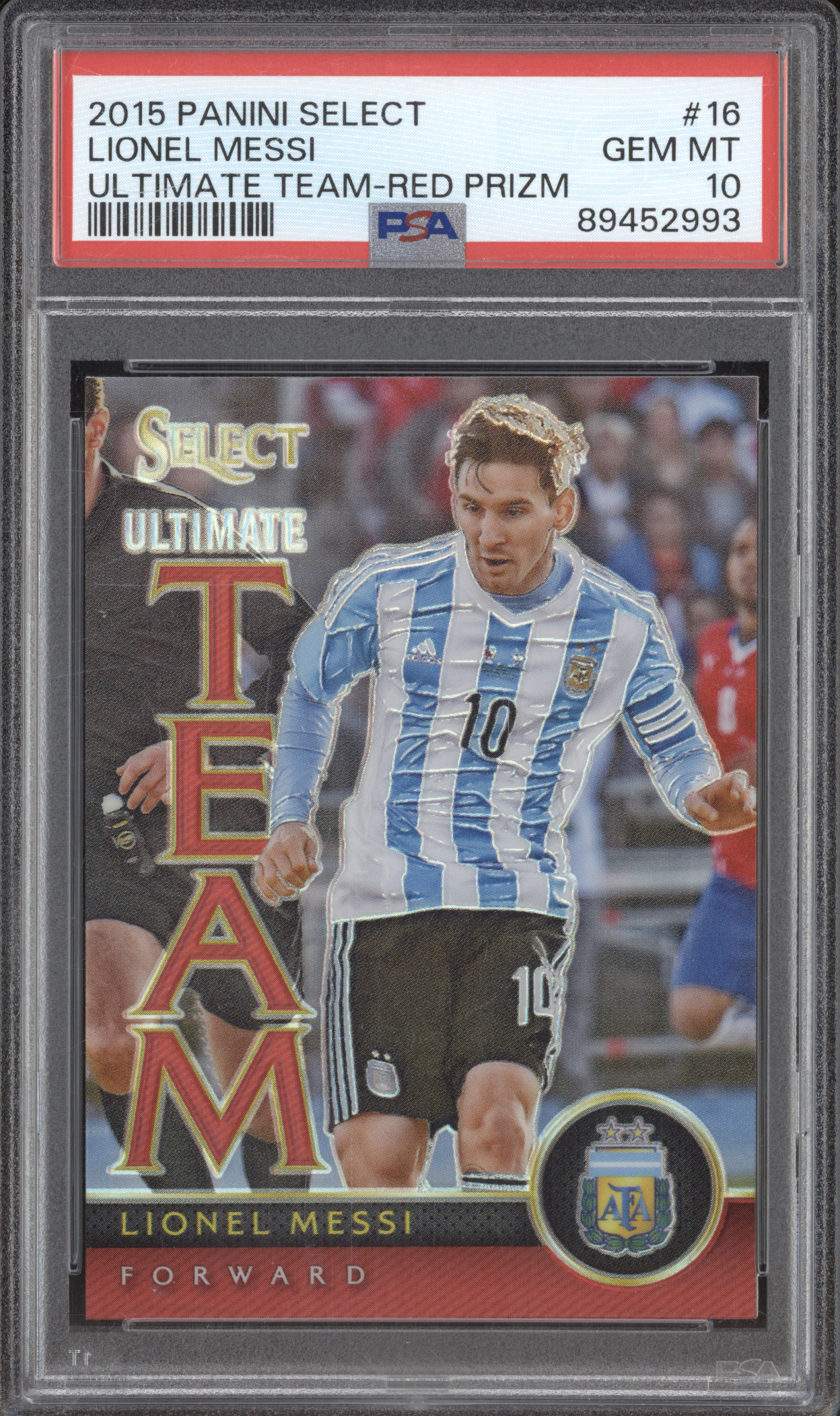 2015 Panini Select #16 Lionel Messi Ultimate Team Red Prizm — front