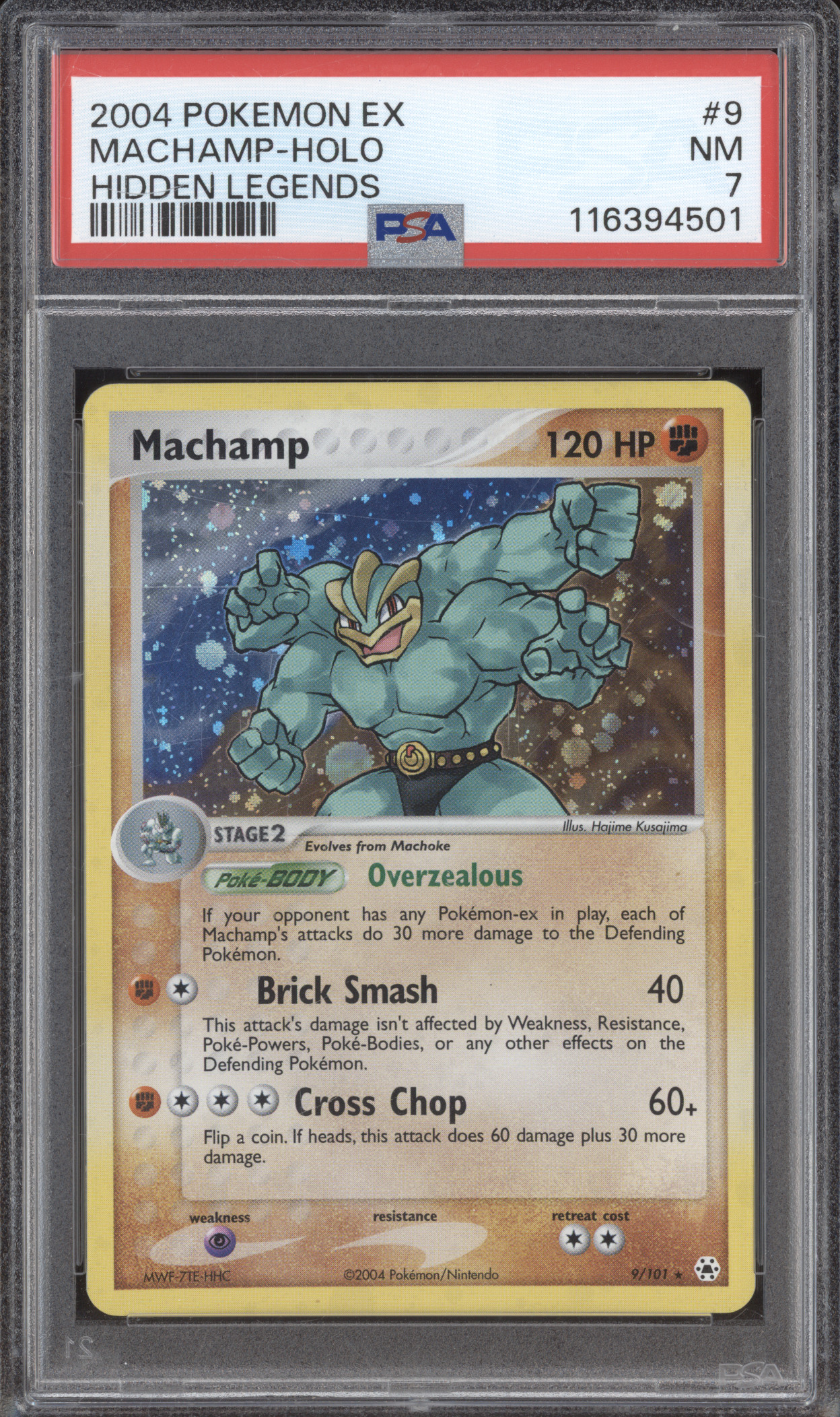 2004 Pokemon EX Hidden Legends #9 Machamp Holo — front