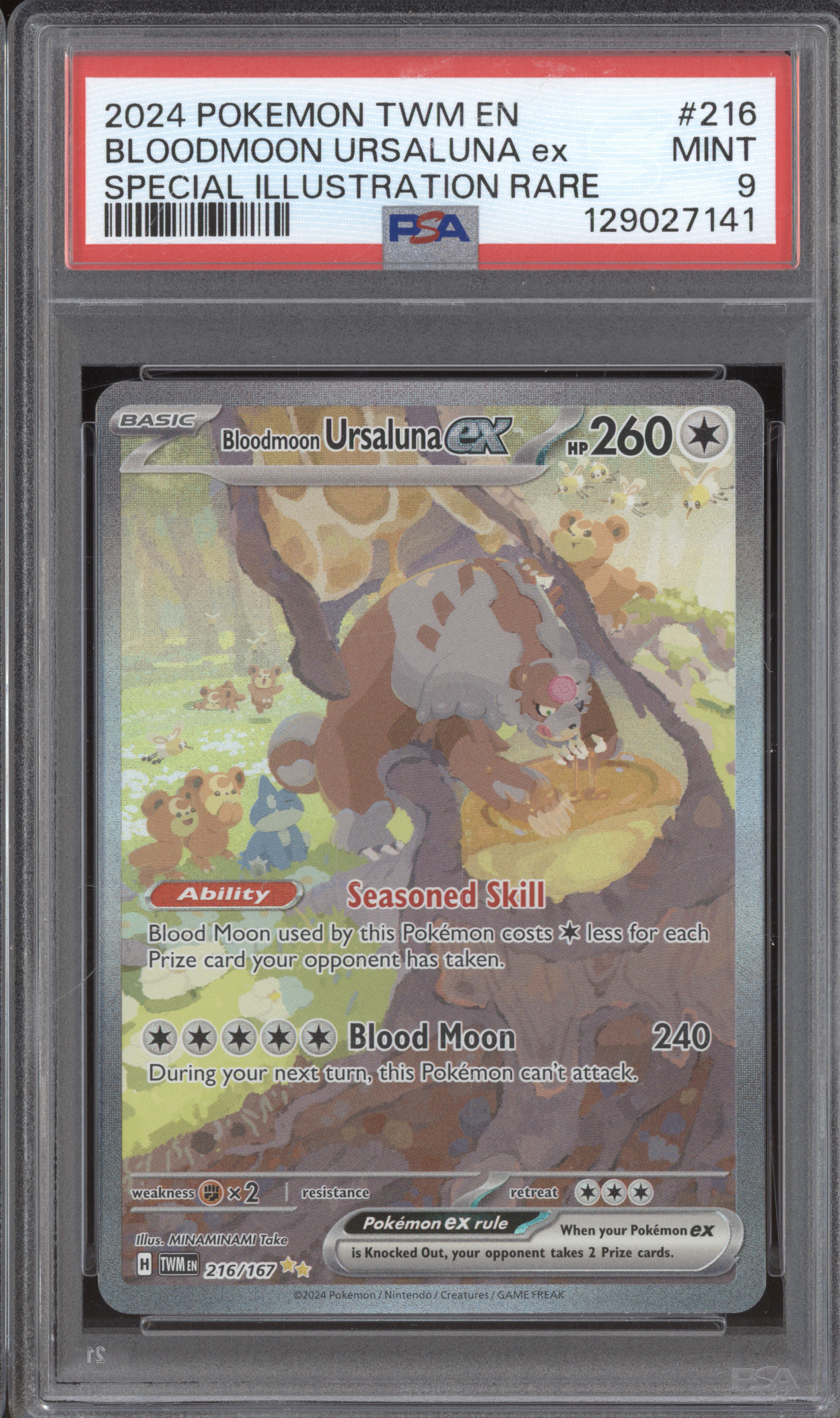 2024 Pokemon TWM EN Twilight Masquerade #216 Bloodmoon Ursaluna ex Special Illustration Rare — front