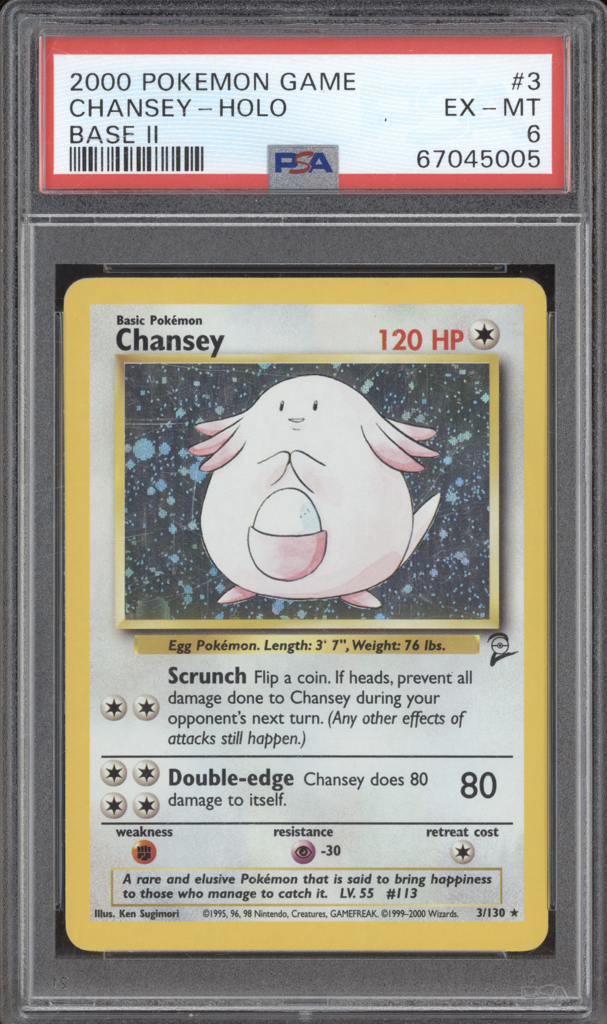 2000 Pokemon Base Set 2 #3 Chansey Holo — front