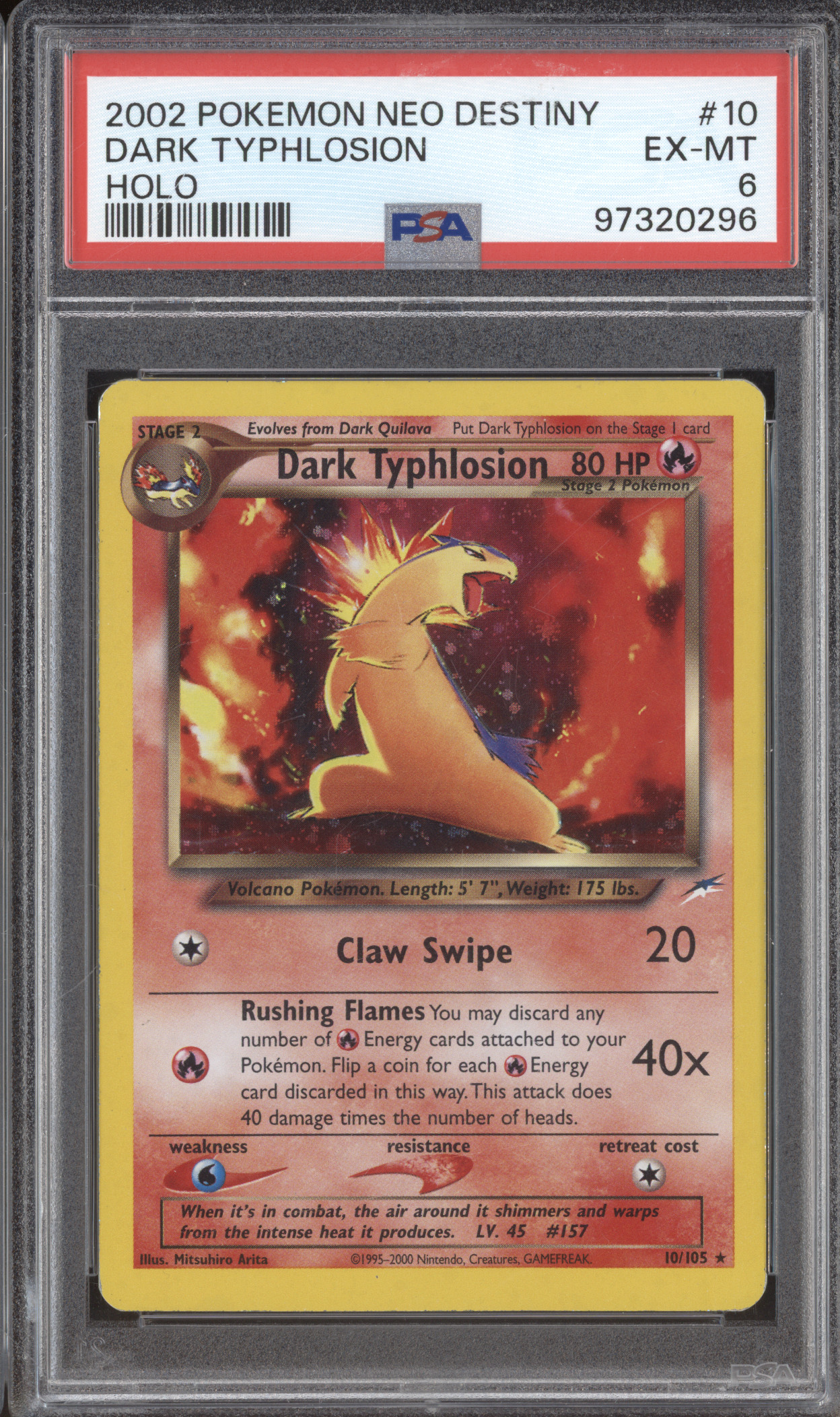 2002 Pokemon Neo Destiny #10 Dark Typhlosion — front
