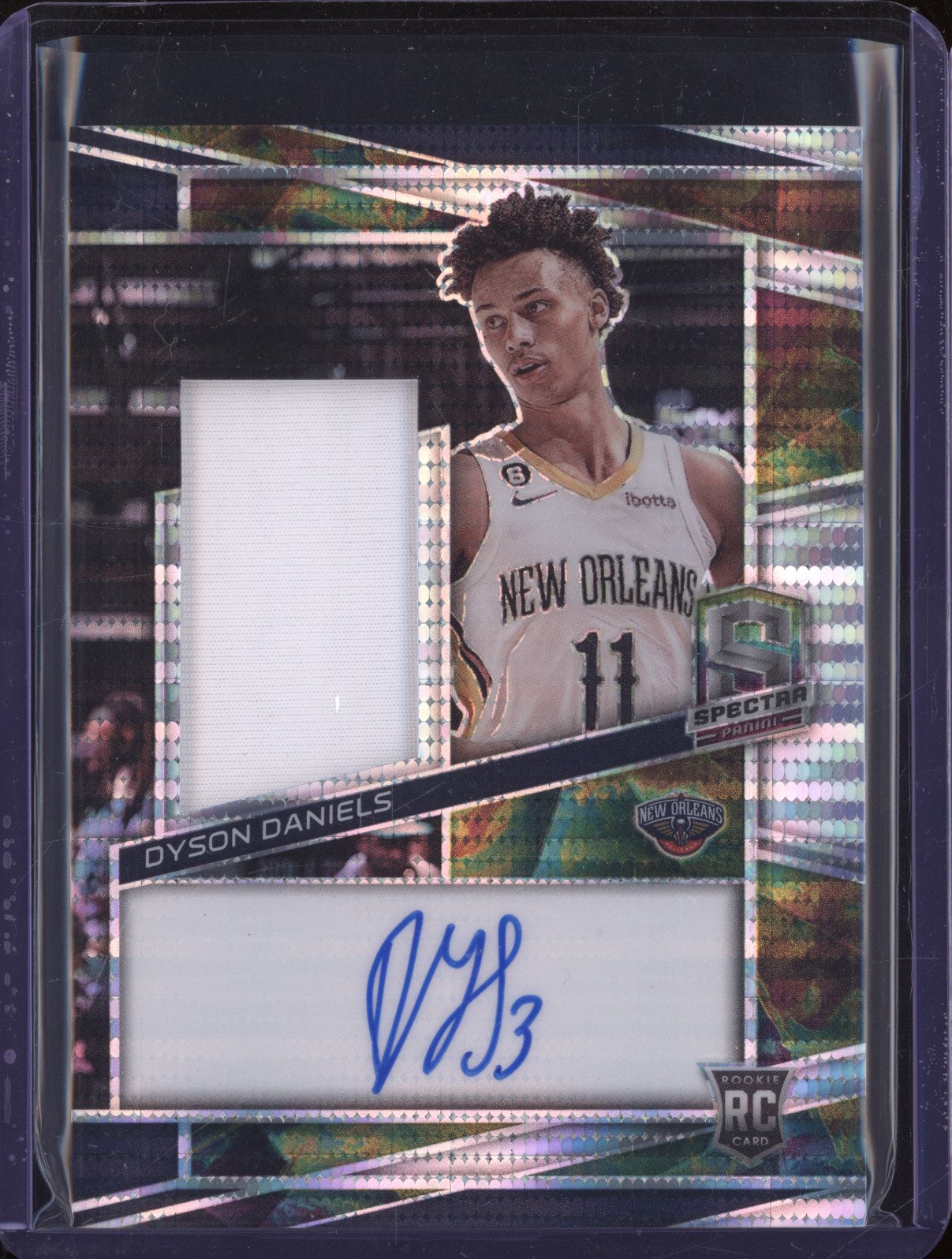 2022-23 Panini Spectra #238 Dyson Daniels Rookie Patch Auto — front