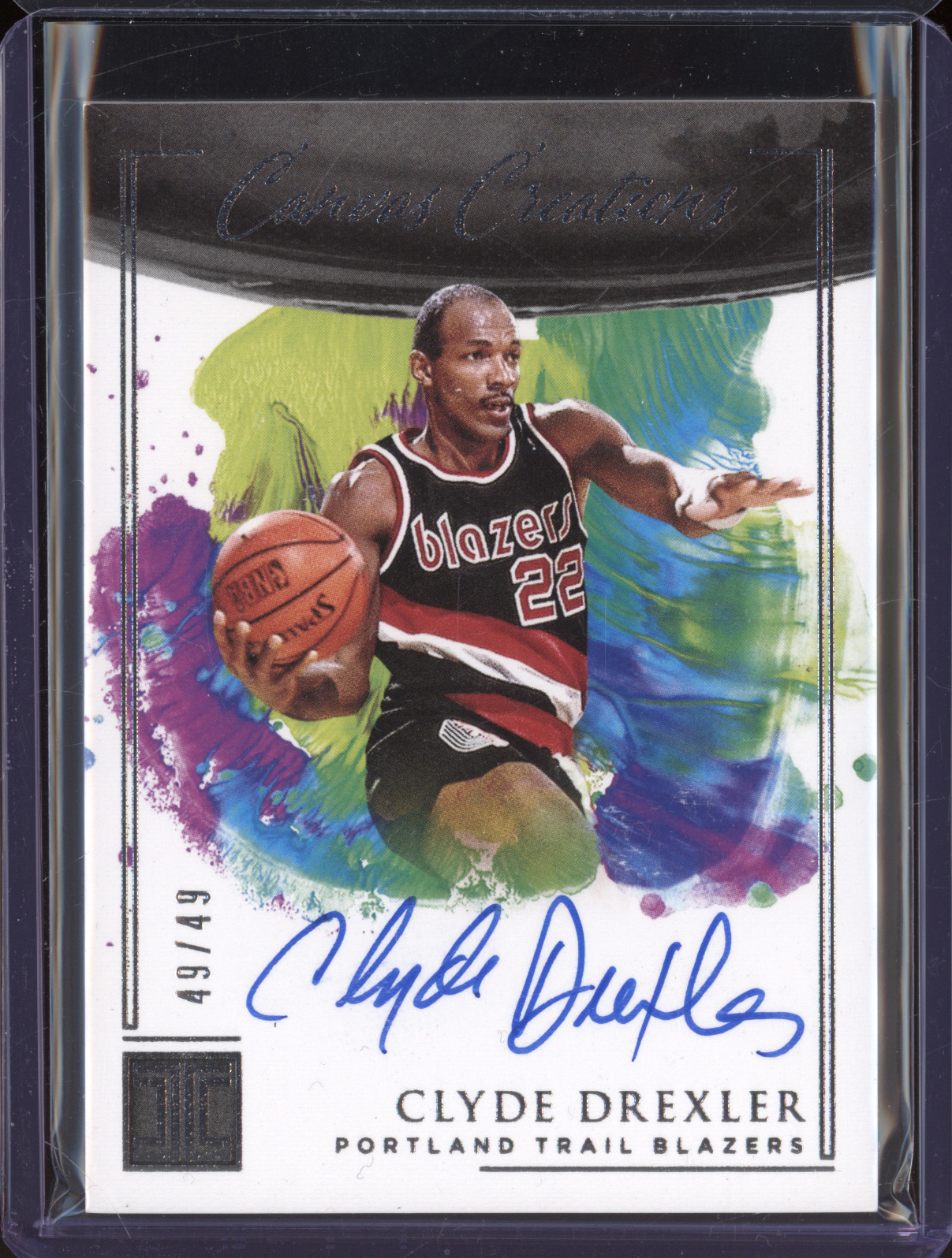 2020 Panini Impeccable Canvas Creations #CC-LCD Clyde Drexler — front