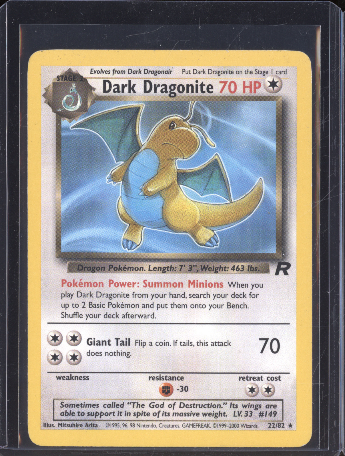 2000 Pokémon Team Rocket #22 Dark Dragonite — front