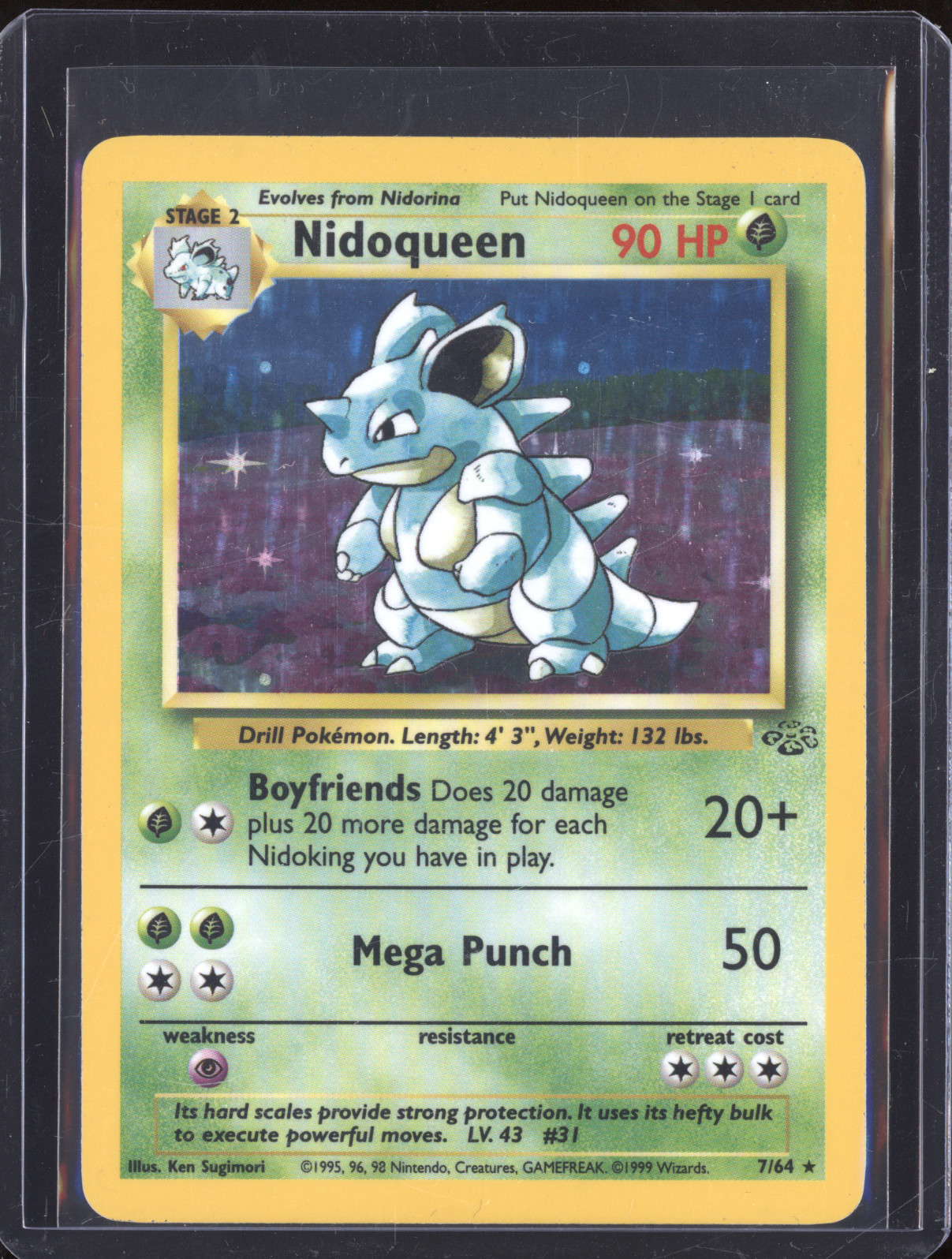 1999 Pokemon Jungle #7 Nidoqueen Holo — front