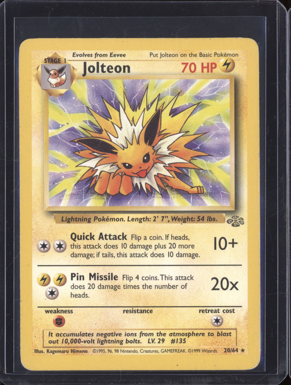 1999 Pokémon Jungle #20 Jolteon — front