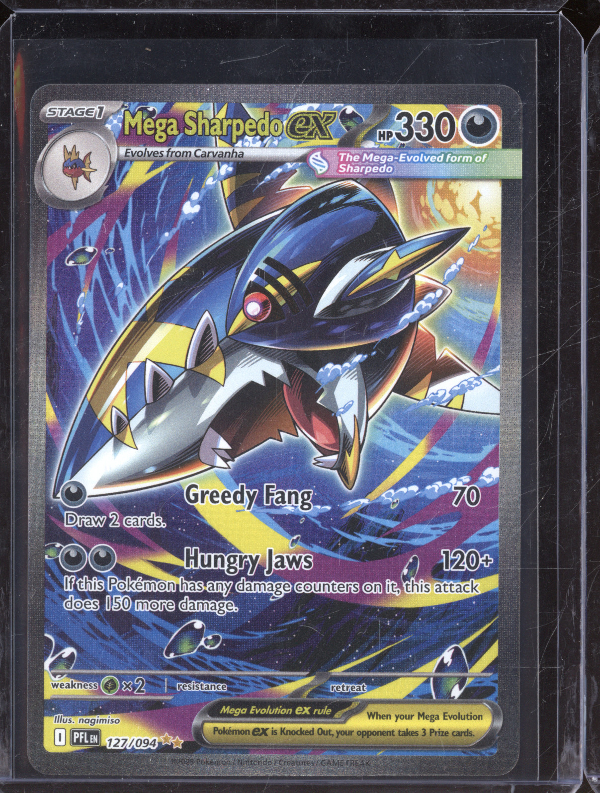 2025 Pokemon Phantasmal Flames Mega Sharpedo ex 127/094 — front