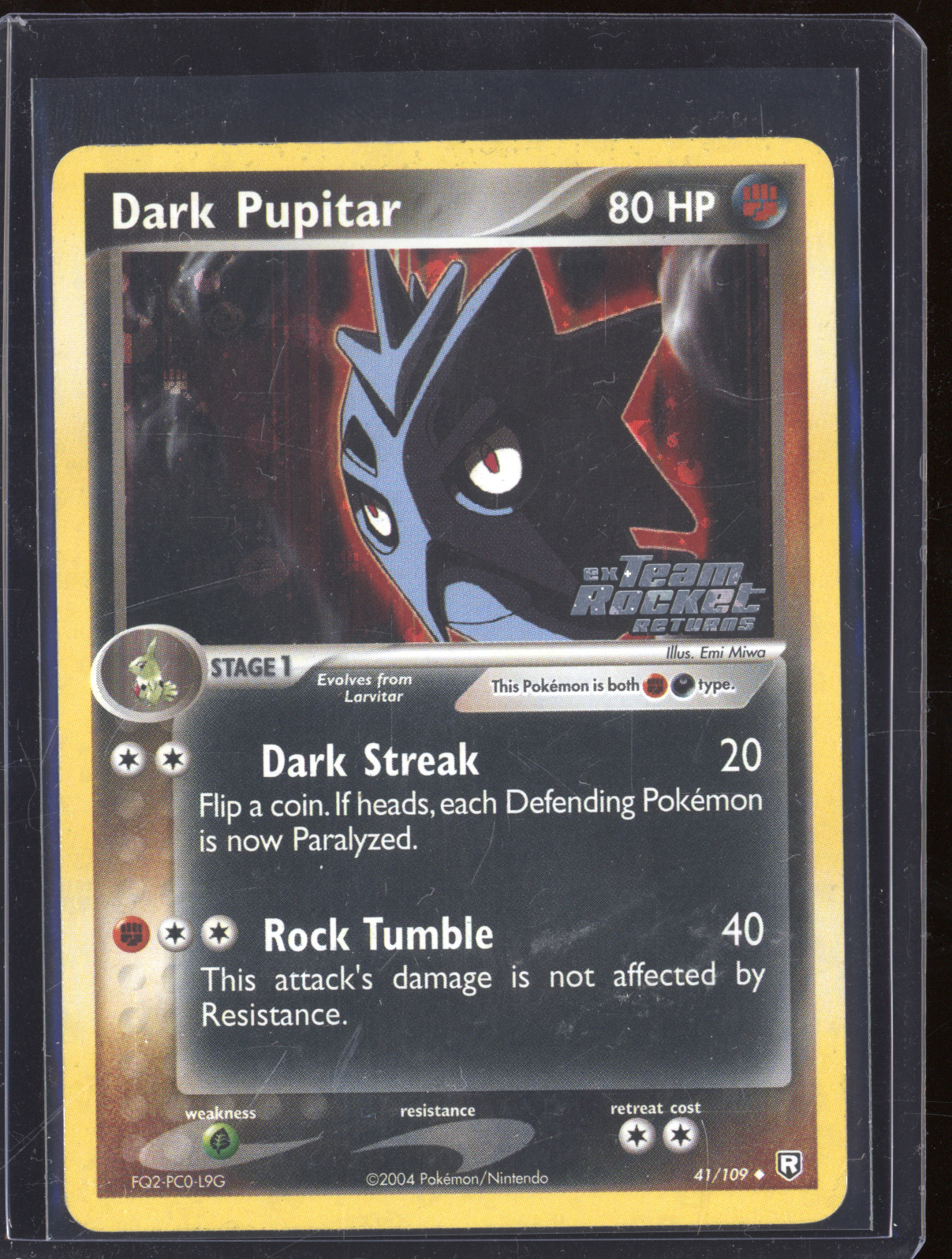 2004 Pokemon EX Team Rocket Returns #41 Dark Pupitar — front
