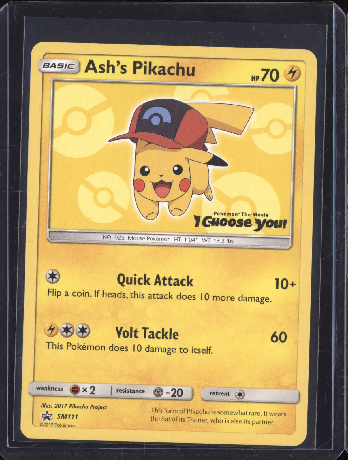 2017 Pokémon SM Black Star Promo #SM111 Ash's Pikachu — front