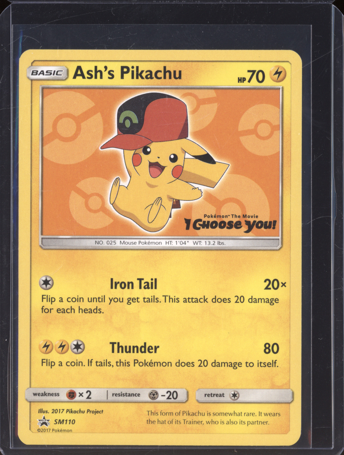 2017 Pokemon SM Black Star Promo #SM110 Ash's Pikachu — front