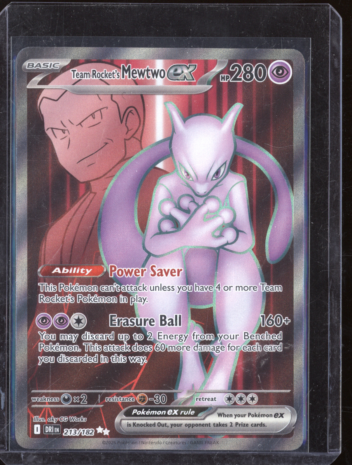 2025 Pokemon Team Rocket's Mewtwo ex #213/182 — front