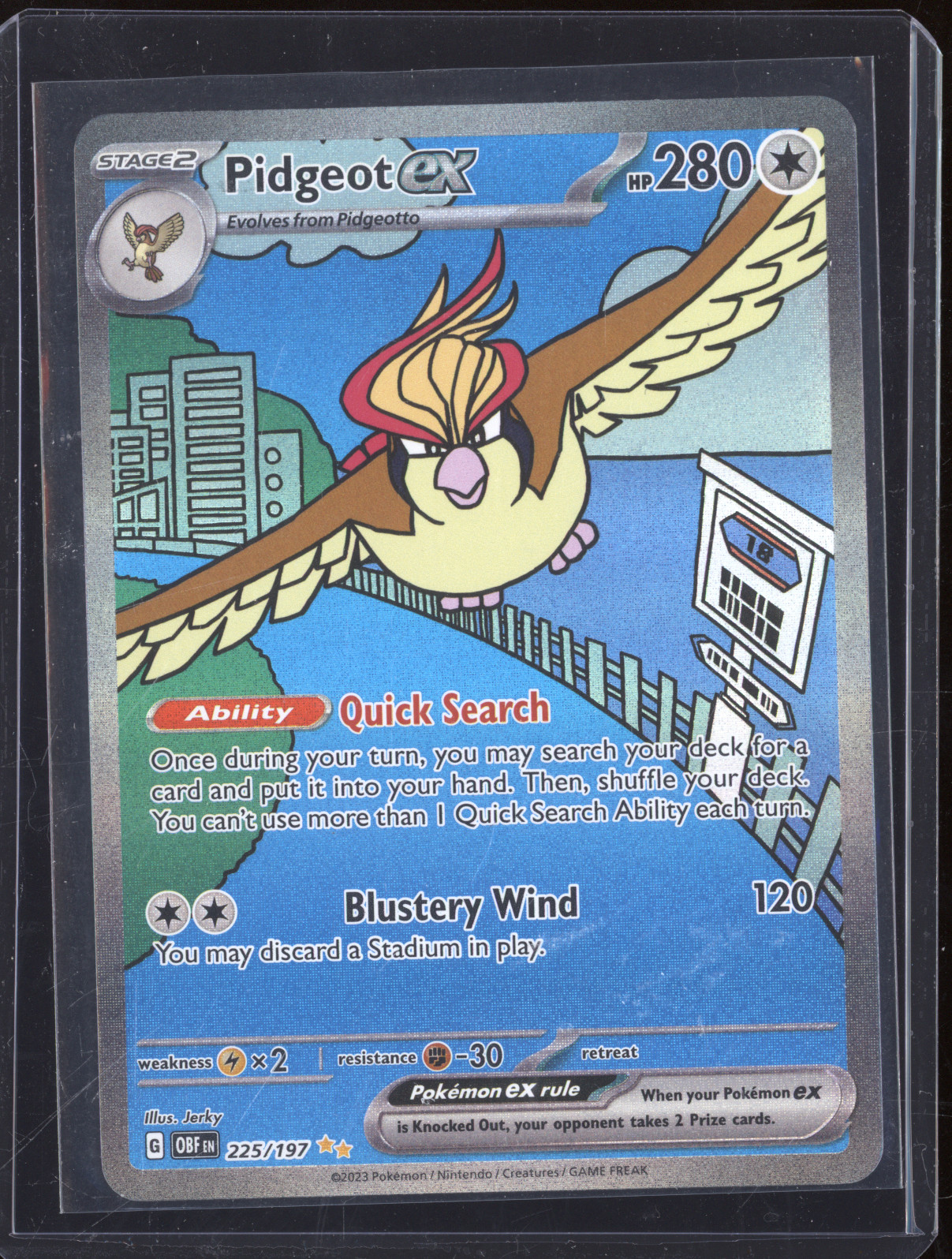 2023 Pokemon TCG Obsidian Flames #225 Pidgeot ex Special Illustration Rare — front