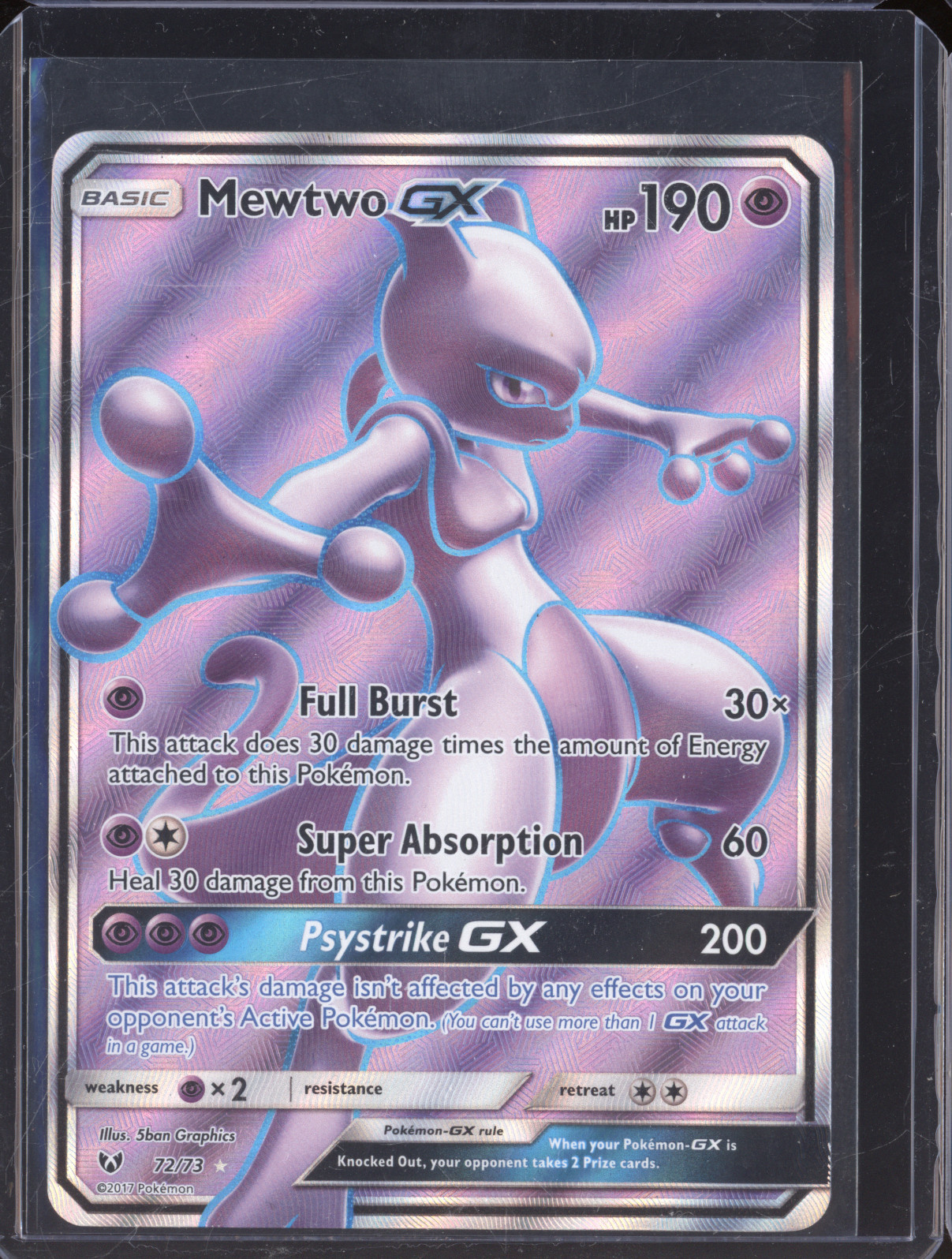 2017 Pokémon Sun & Moon Shining Legends #72 Mewtwo GX — front