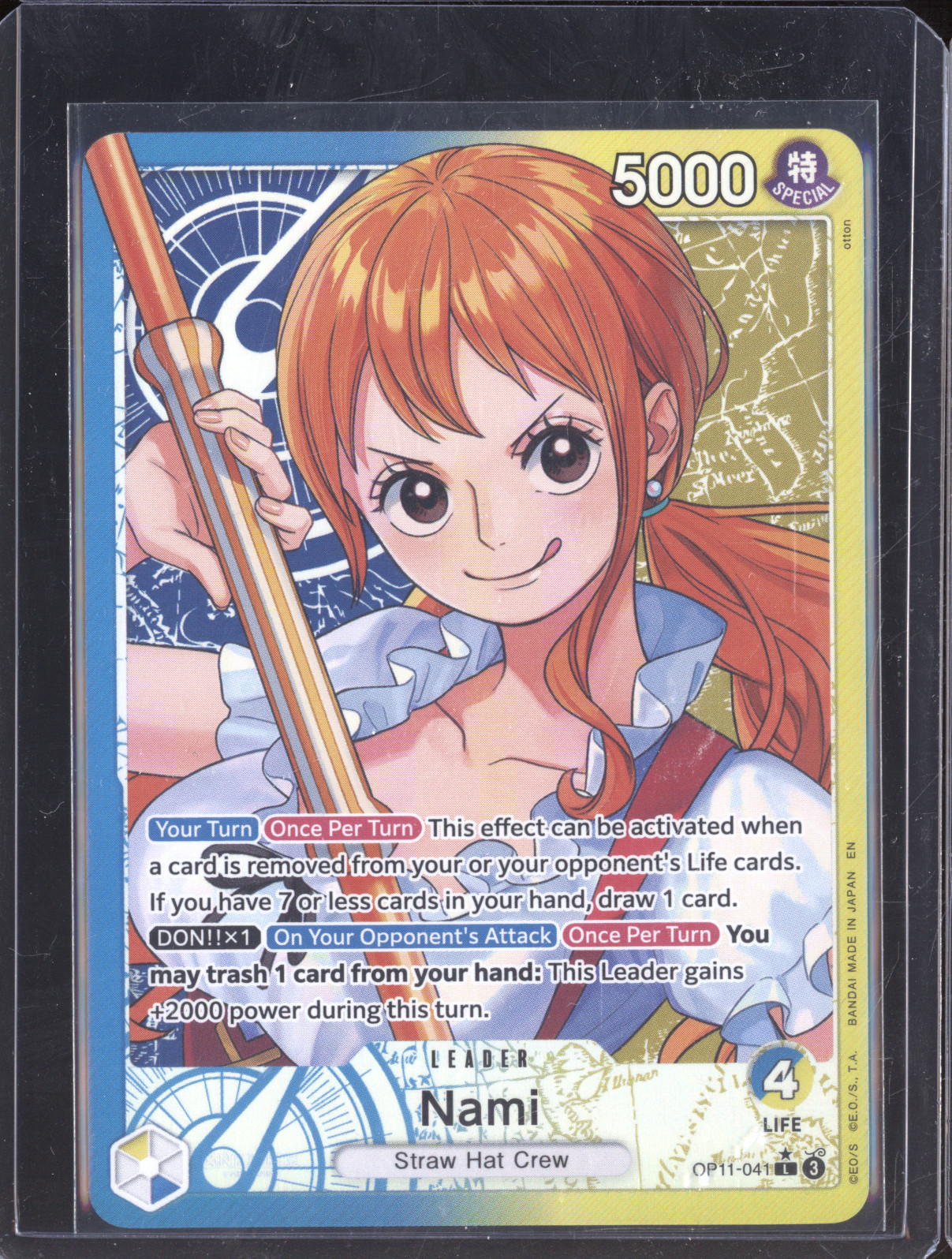 2025 One Piece OP11-041 Nami A Fist of Divine Speed Alternate Art Leader — front