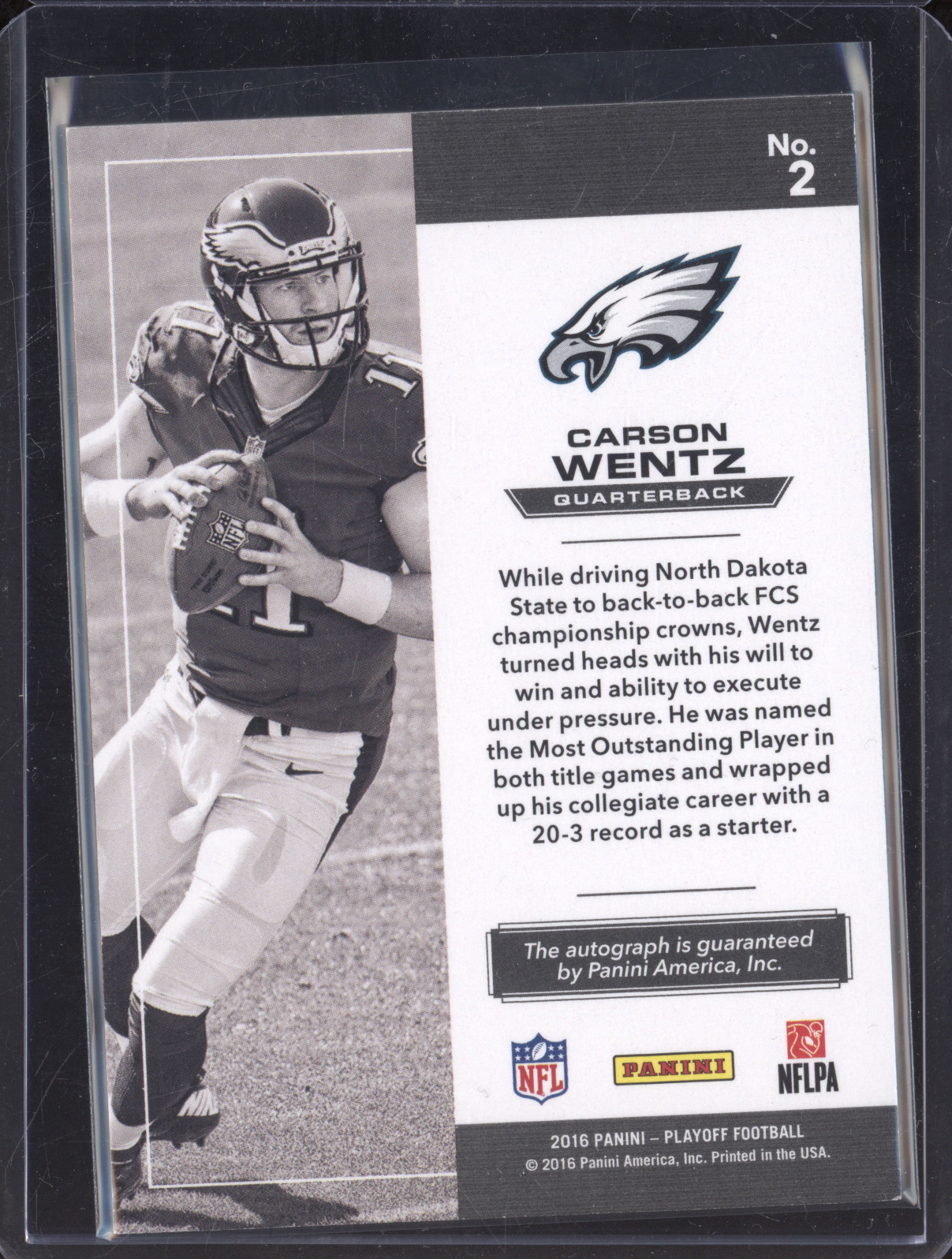 2016 Panini Playoff Football #2 Carson Wentz — front