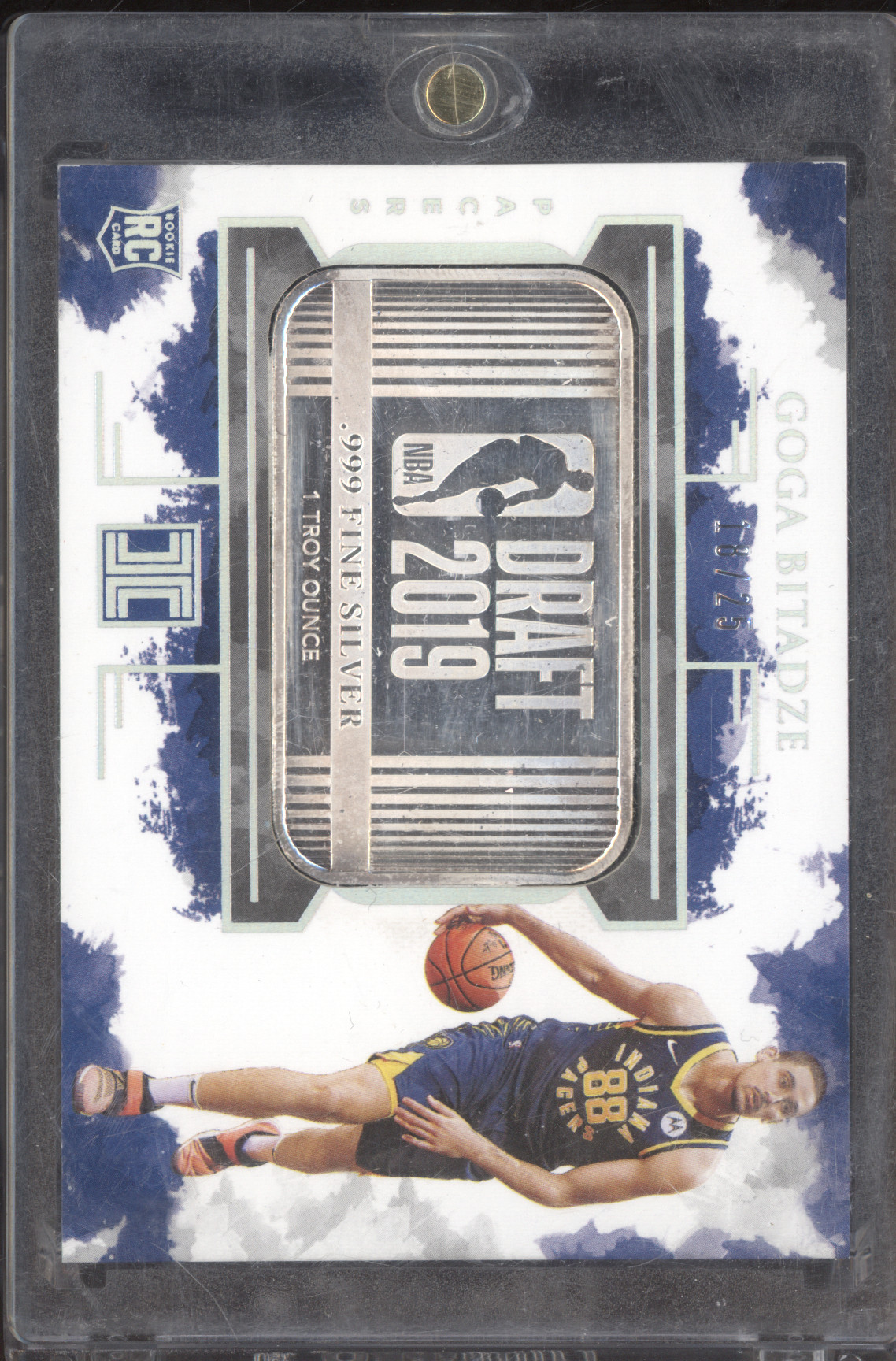 2019-20 Panini Impeccable NBA Draft 2019 1 Troy Ounce Silver Bar Goga Bitadze #21/25 Rookie — front