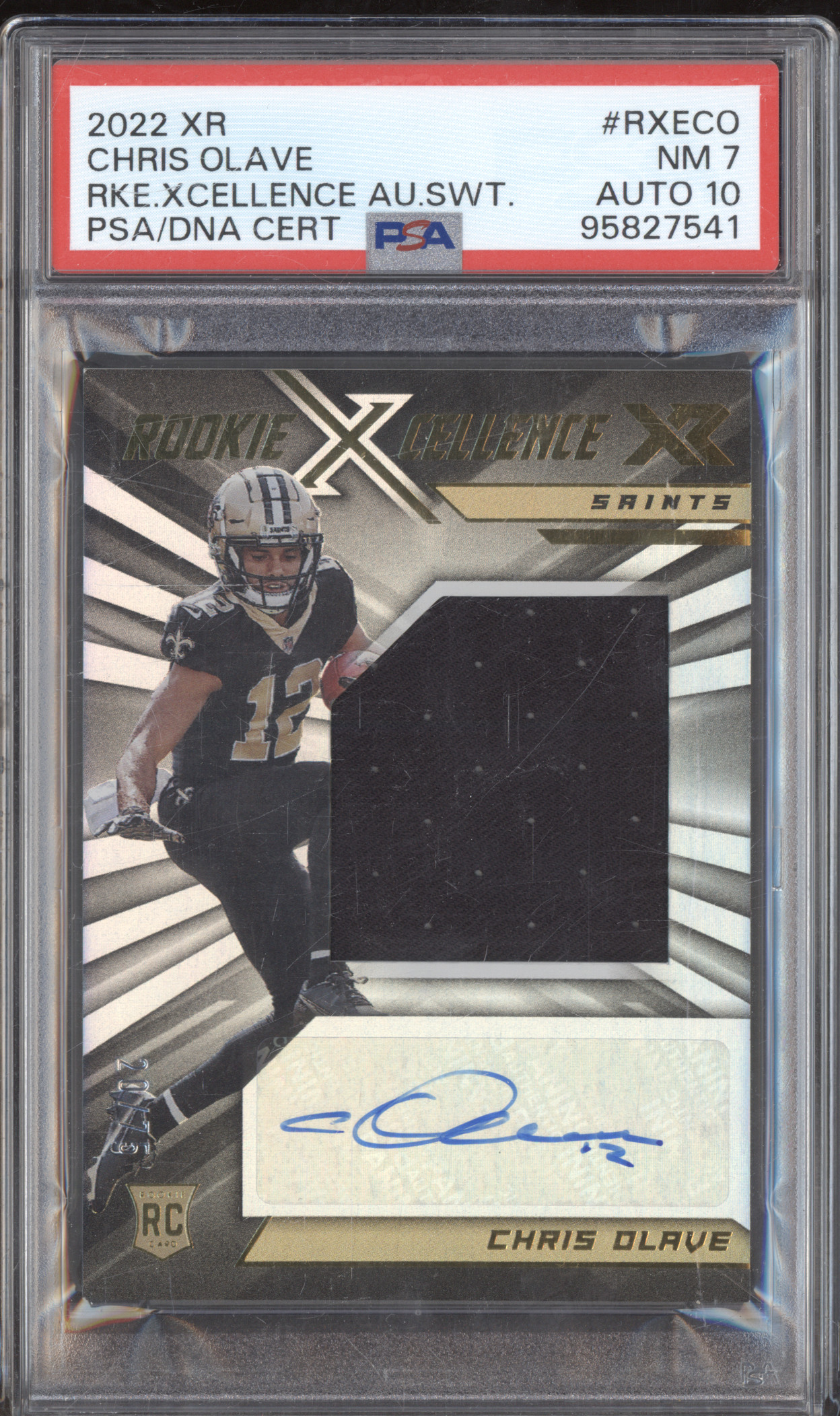 2022 Panini XR Rookie Xcellence Auto Swatches #RXECO Chris Olave — front