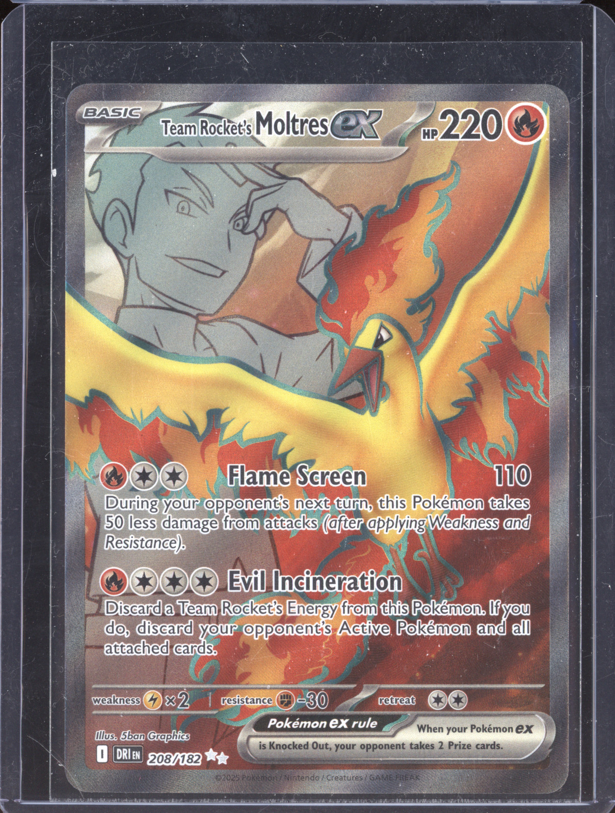 2025 Pokémon Destined Rivals #208 Team Rocket's Moltres ex — front