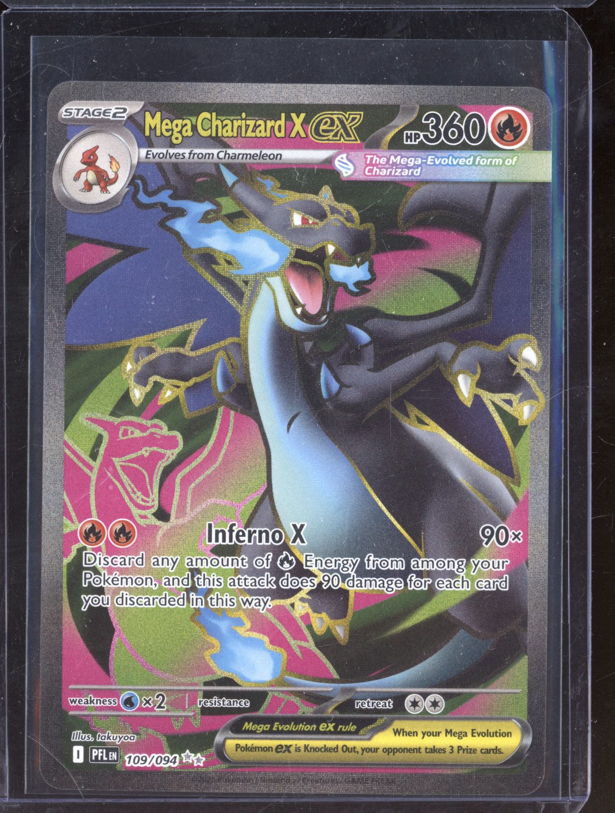 2025 Pokémon Phantasmal Flames #109 Mega Charizard X ex — front