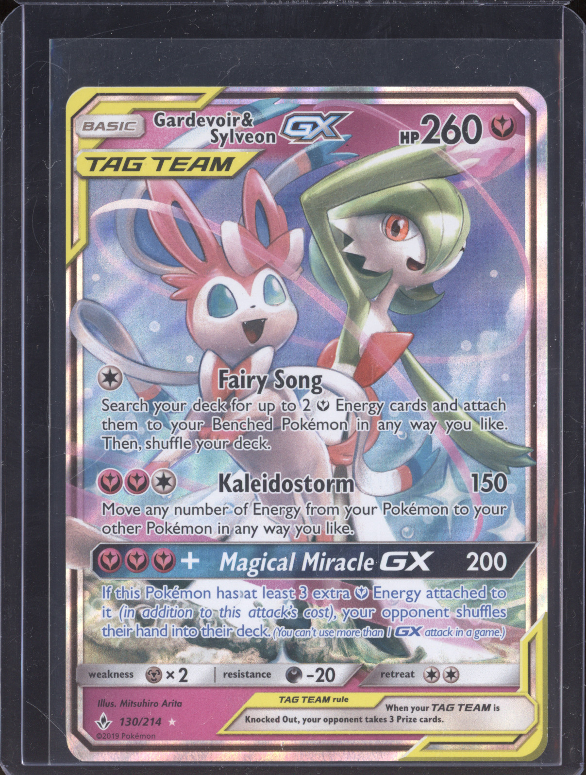 2019 Pokemon Sun & Moon Unbroken Bonds #130 Gardevoir & Sylveon GX — front