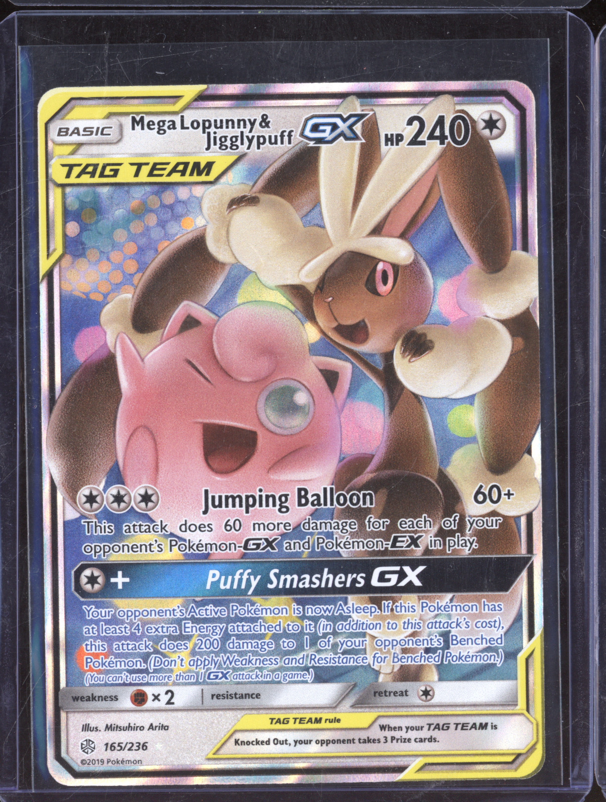 2019 Pokémon Cosmic Eclipse #165 Mega Lopunny & Jigglypuff GX — front