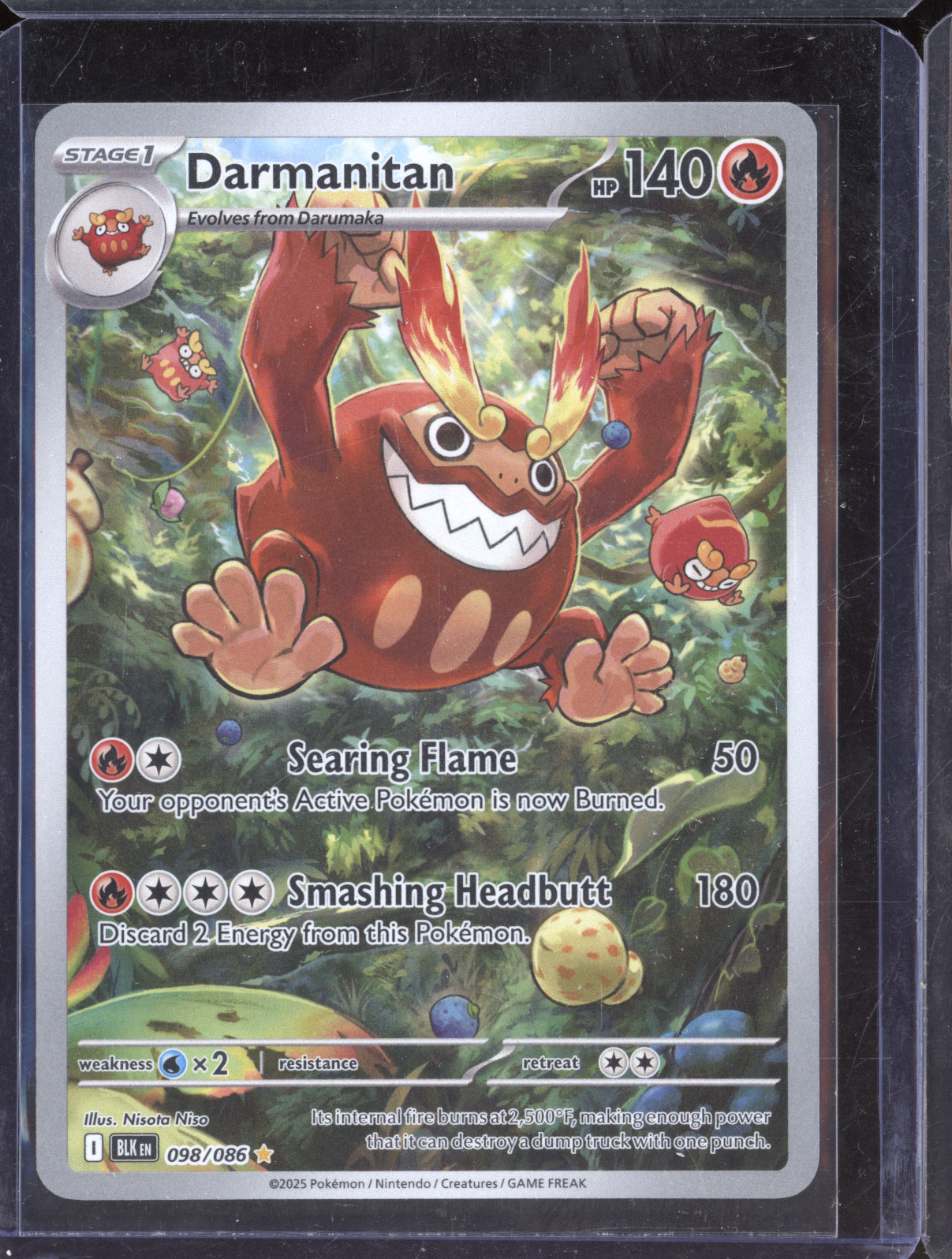 2025 Pokémon Scarlet & Violet Black Bolt #098 Darmanitan Illustration Rare — front
