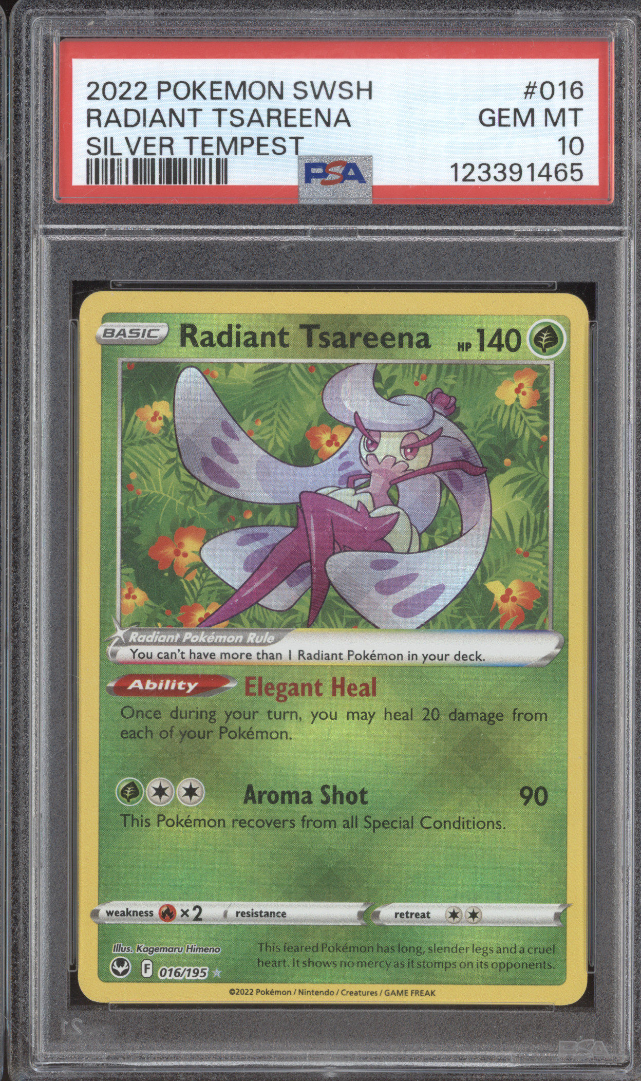 2022 Pokémon SWSH #016 Radiant Tsareena Silver Tempest — front