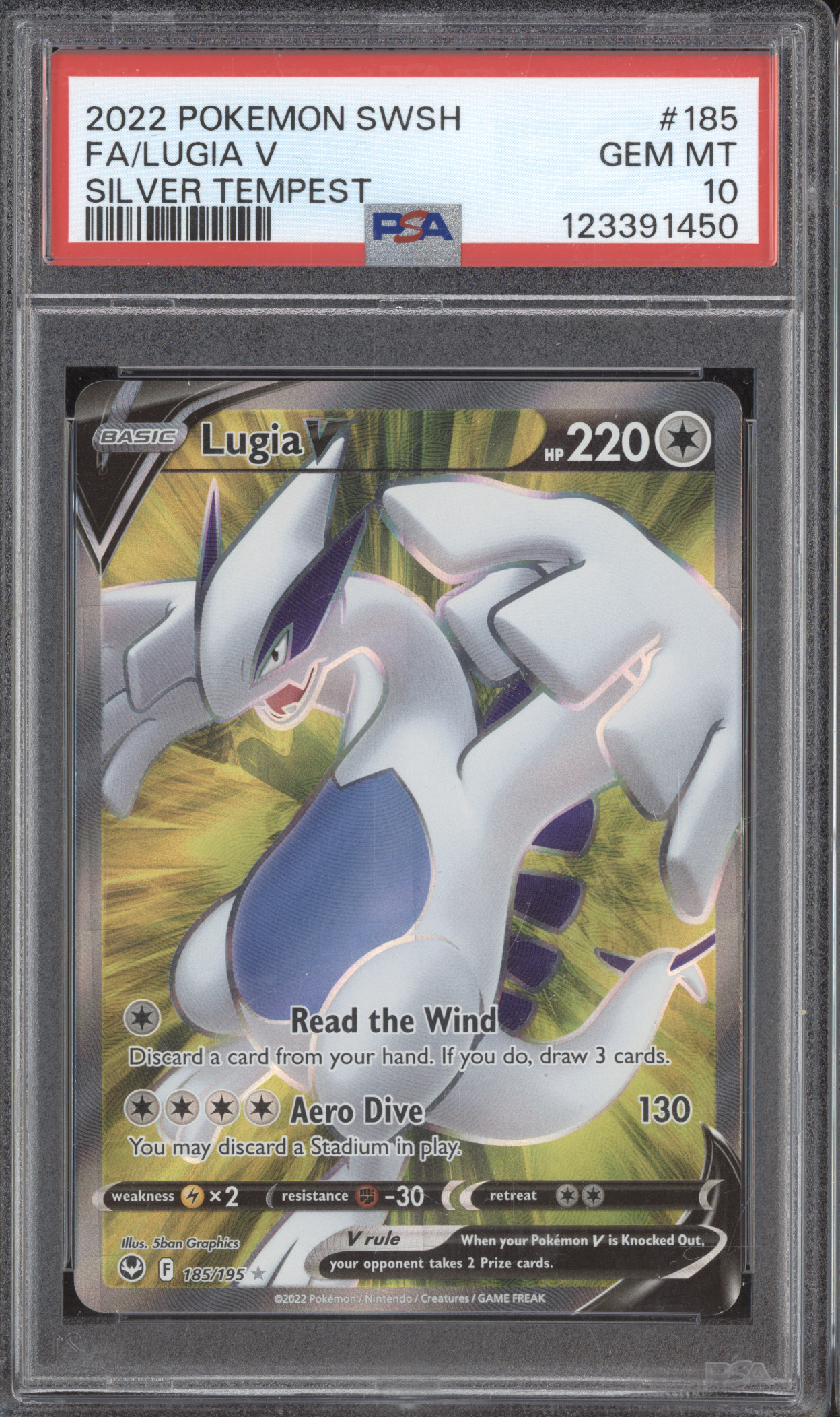 2022 Pokemon Sword & Shield Silver Tempest #185 Lugia V Full Art — front