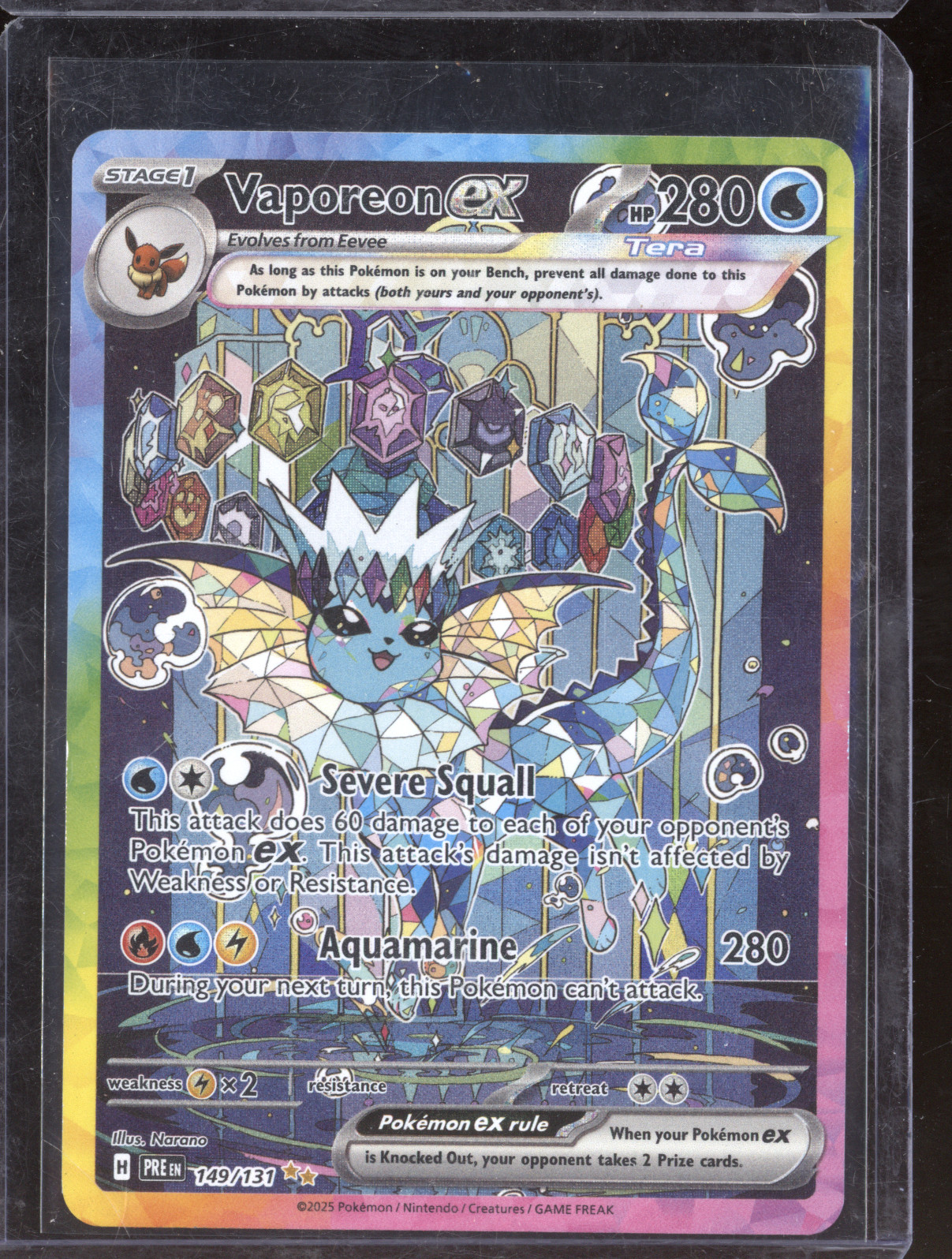 2025 Pokemon Prismatic Evolutions #149 Vaporeon ex — front