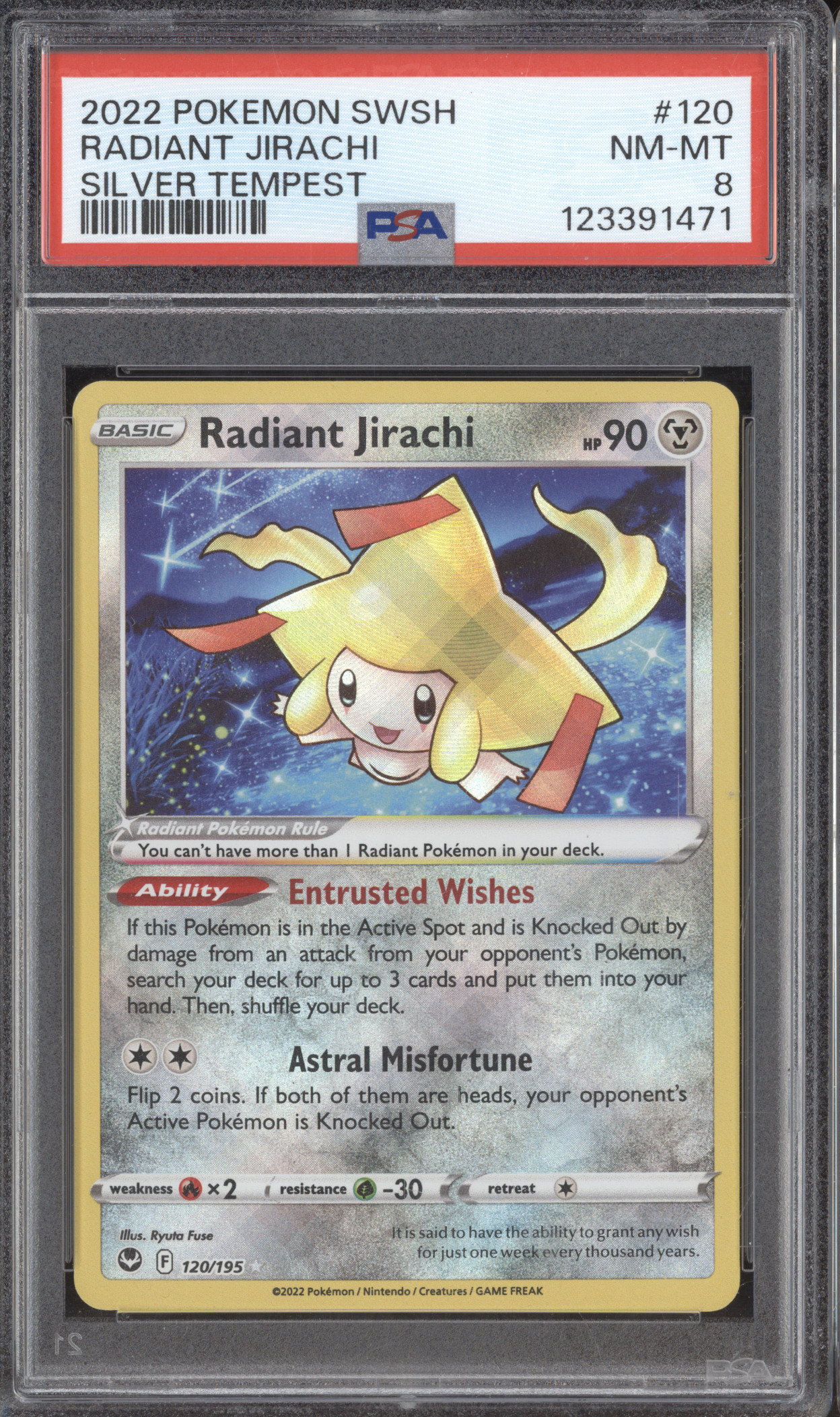 2022 Pokémon SWSH Silver Tempest #120 Radiant Jirachi — front