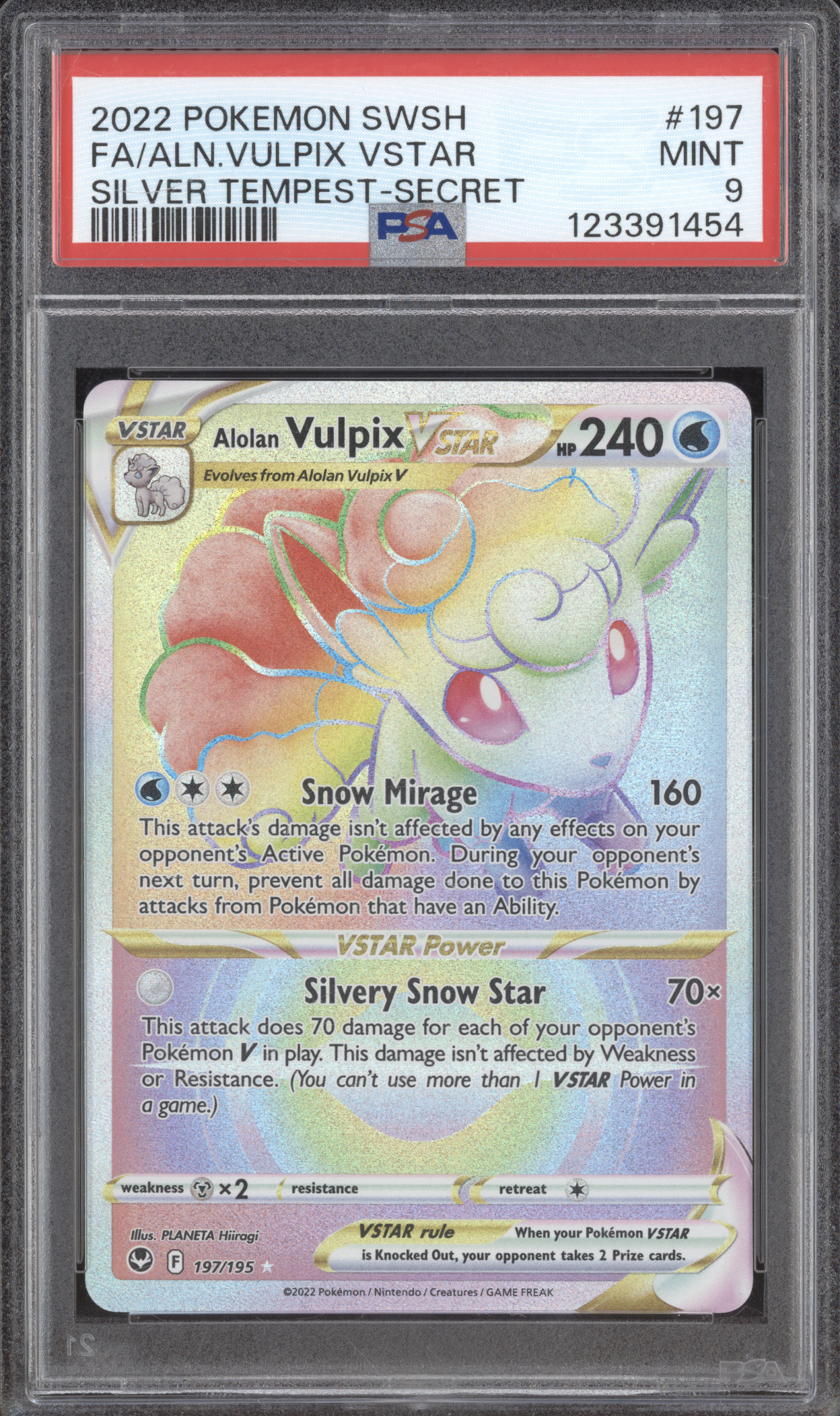 2022 Pokémon SWSH #197 Alolan Vulpix VSTAR Silver Tempest Secret — front