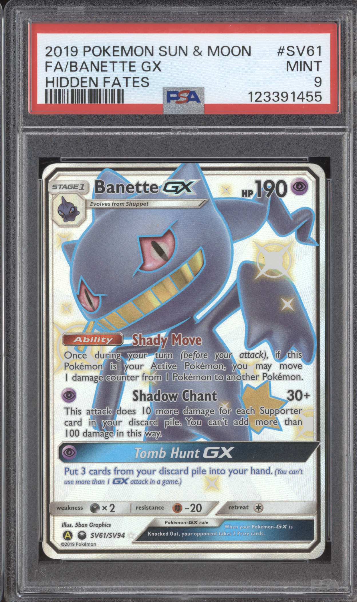 2019 Pokémon Sun & Moon Hidden Fates #SV61 Banette GX — front