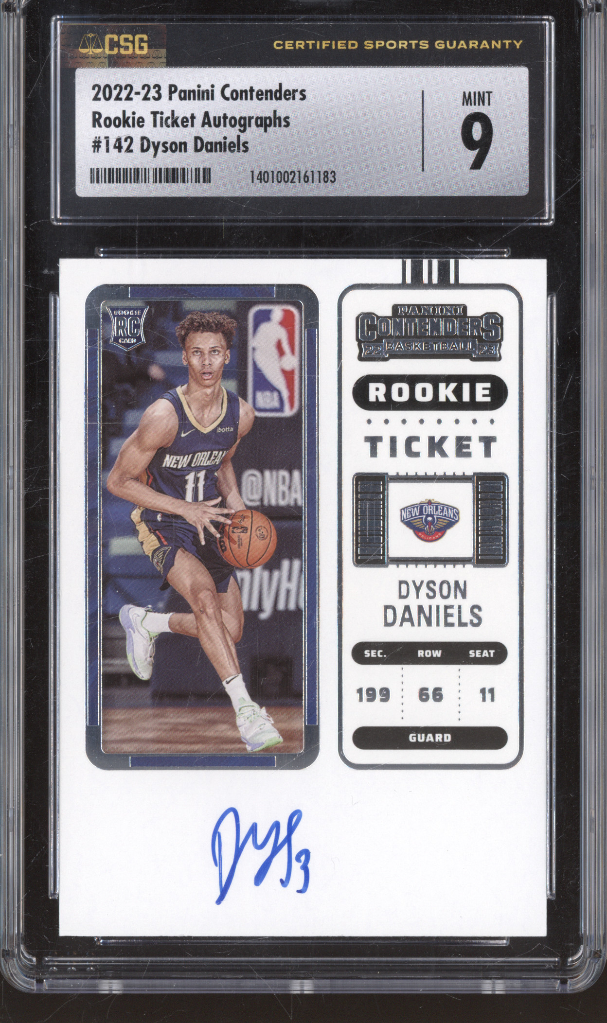 2022-23 Panini Contenders #142 Dyson Daniels Rookie Ticket Autographs — front