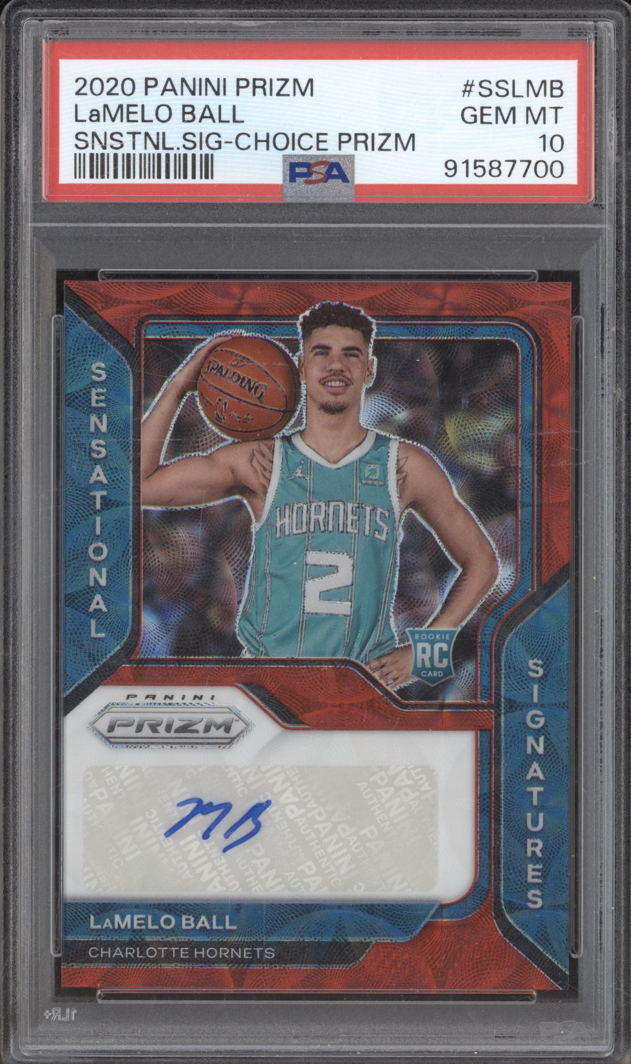 2020 Panini Prizm #SS-LMB LaMelo Ball Sensational Signatures Choice Prizm Rookie Auto — front