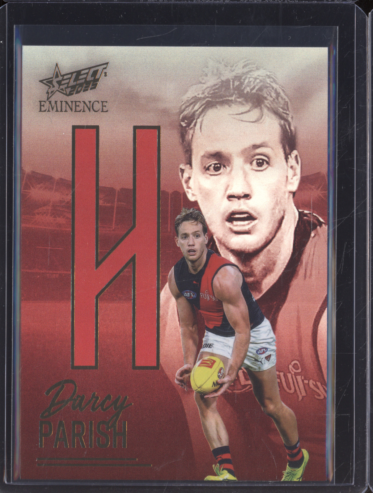 2025 Select AFL Eminence Nameplate Gold NG209 Darcy Parish Essendon — front