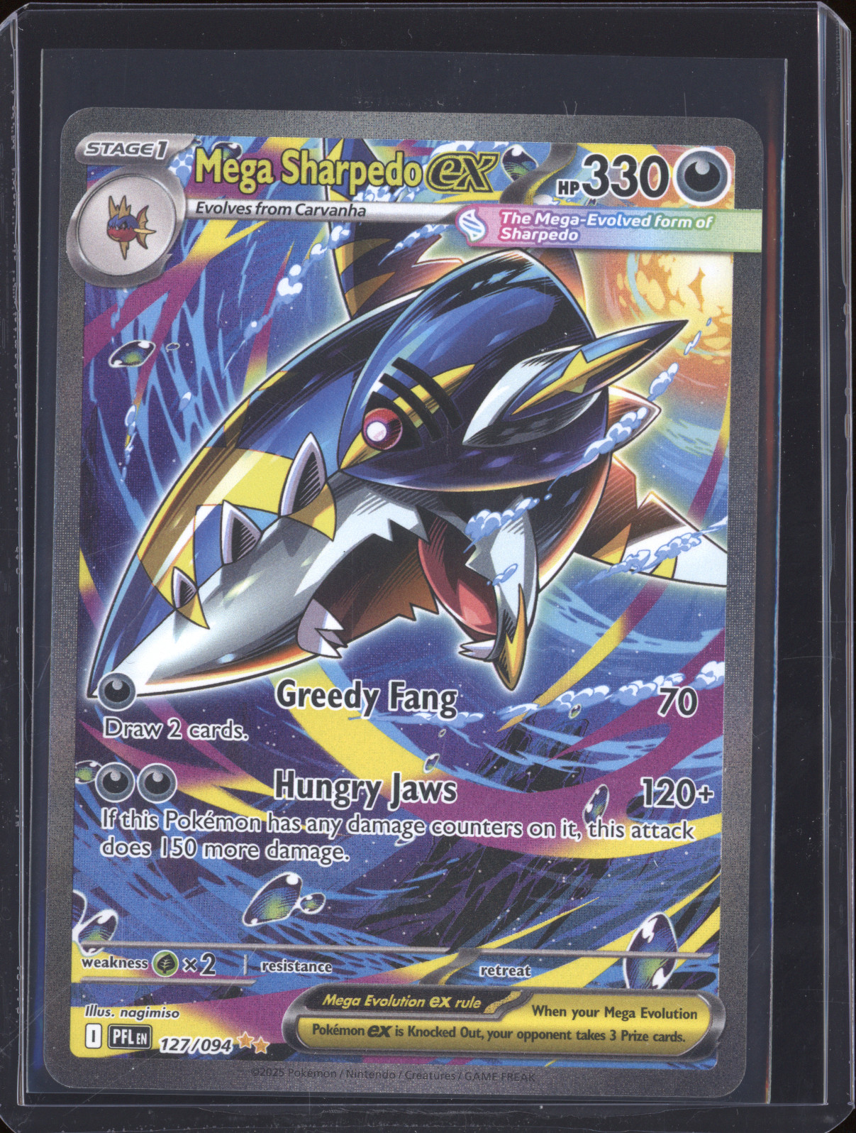 2025 Pokémon Phantasmal Flames #127 Mega Sharpedo ex — front