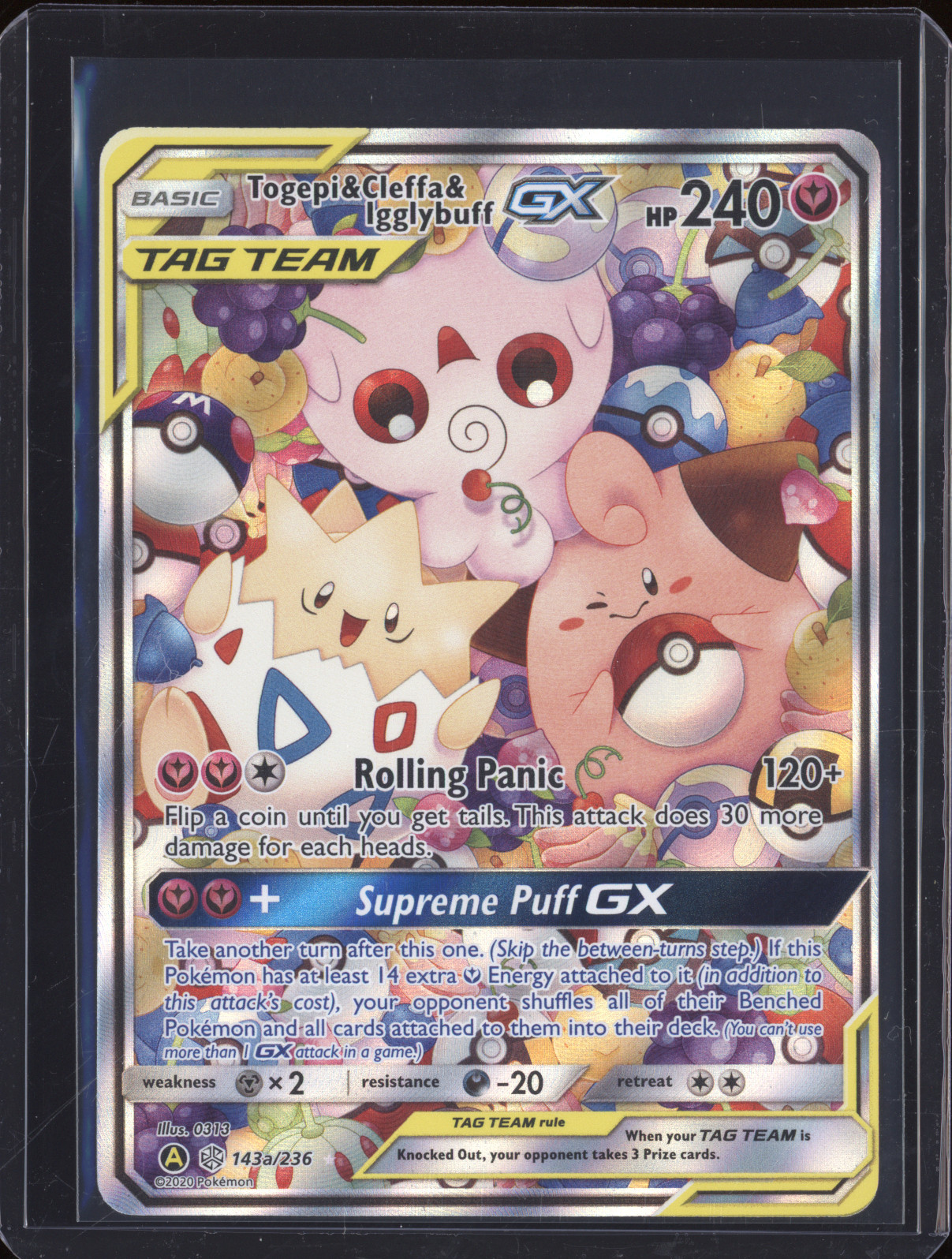 2020 Pokémon Cosmic Eclipse #143a Togepi & Cleffa & Igglybuff GX — front