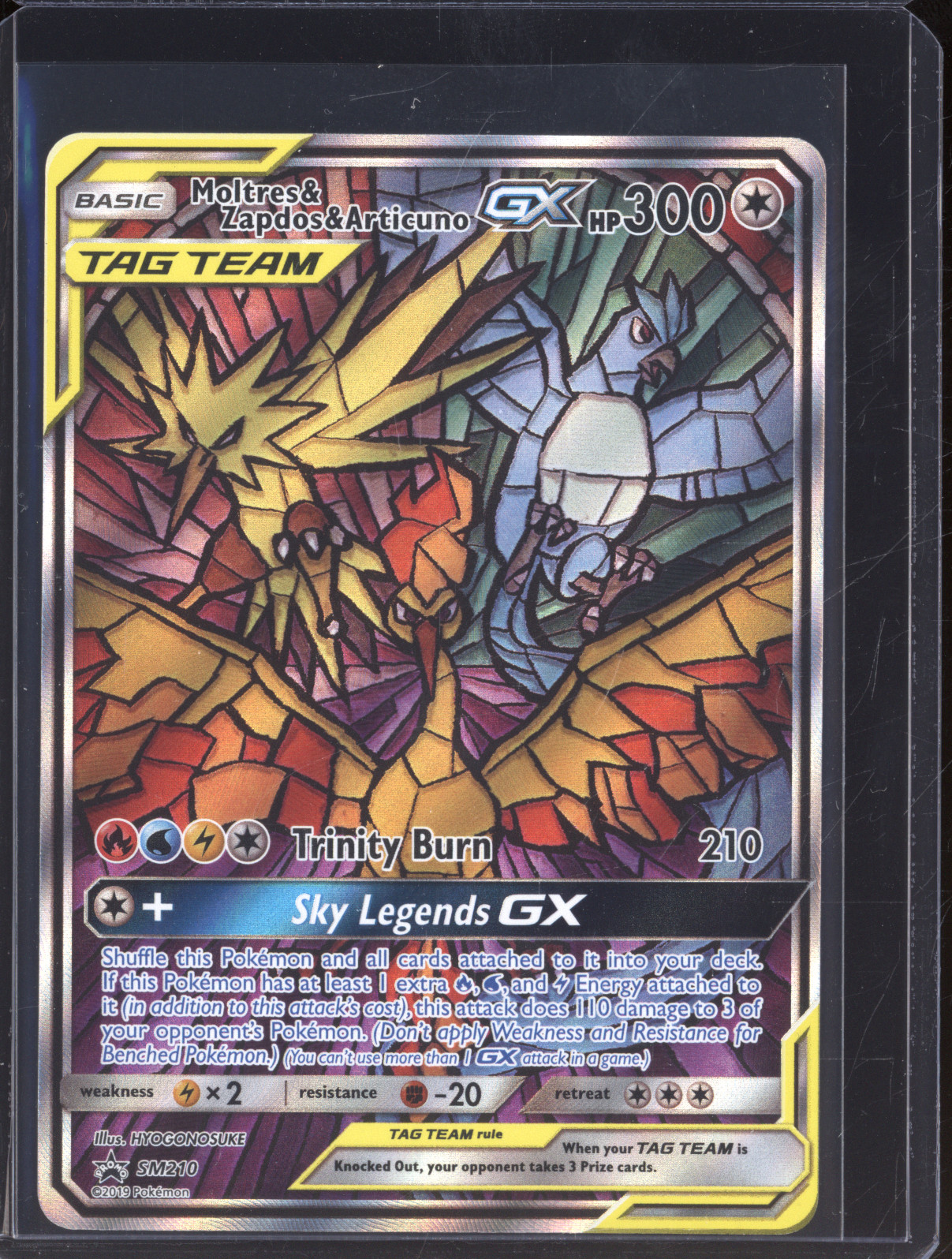 2019 Pokémon SM Black Star Promo SM210 Moltres & Zapdos & Articuno GX — front