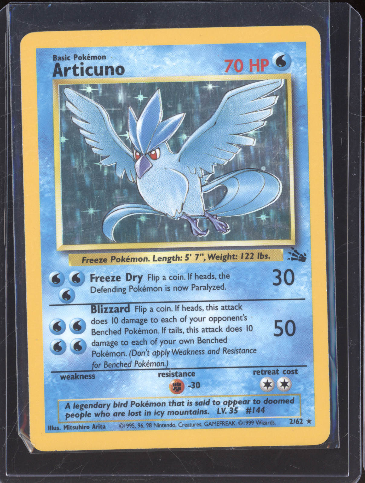 1999 Pokémon Fossil #2 Articuno — front