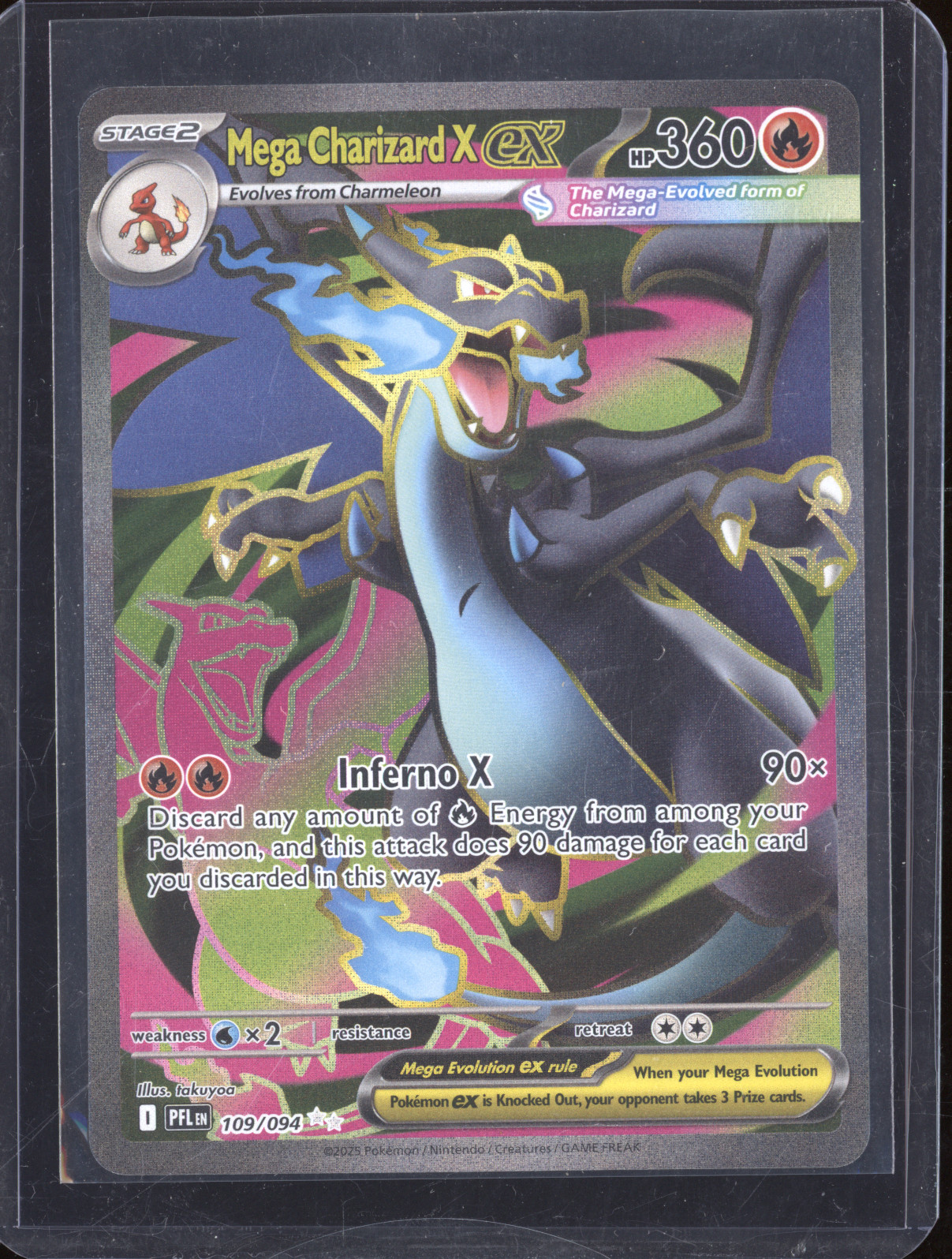 2025 Pokémon ME02: Phantasmal Flames #109 Mega Charizard X ex — front