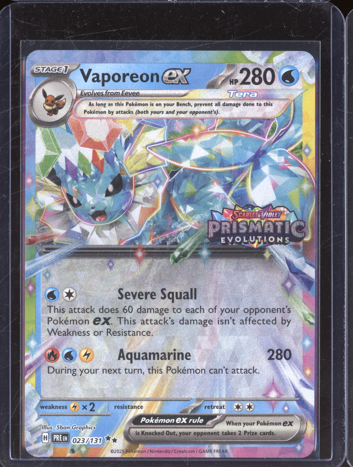 2025 Pokemon Prismatic Evolutions #023 Vaporeon ex — front