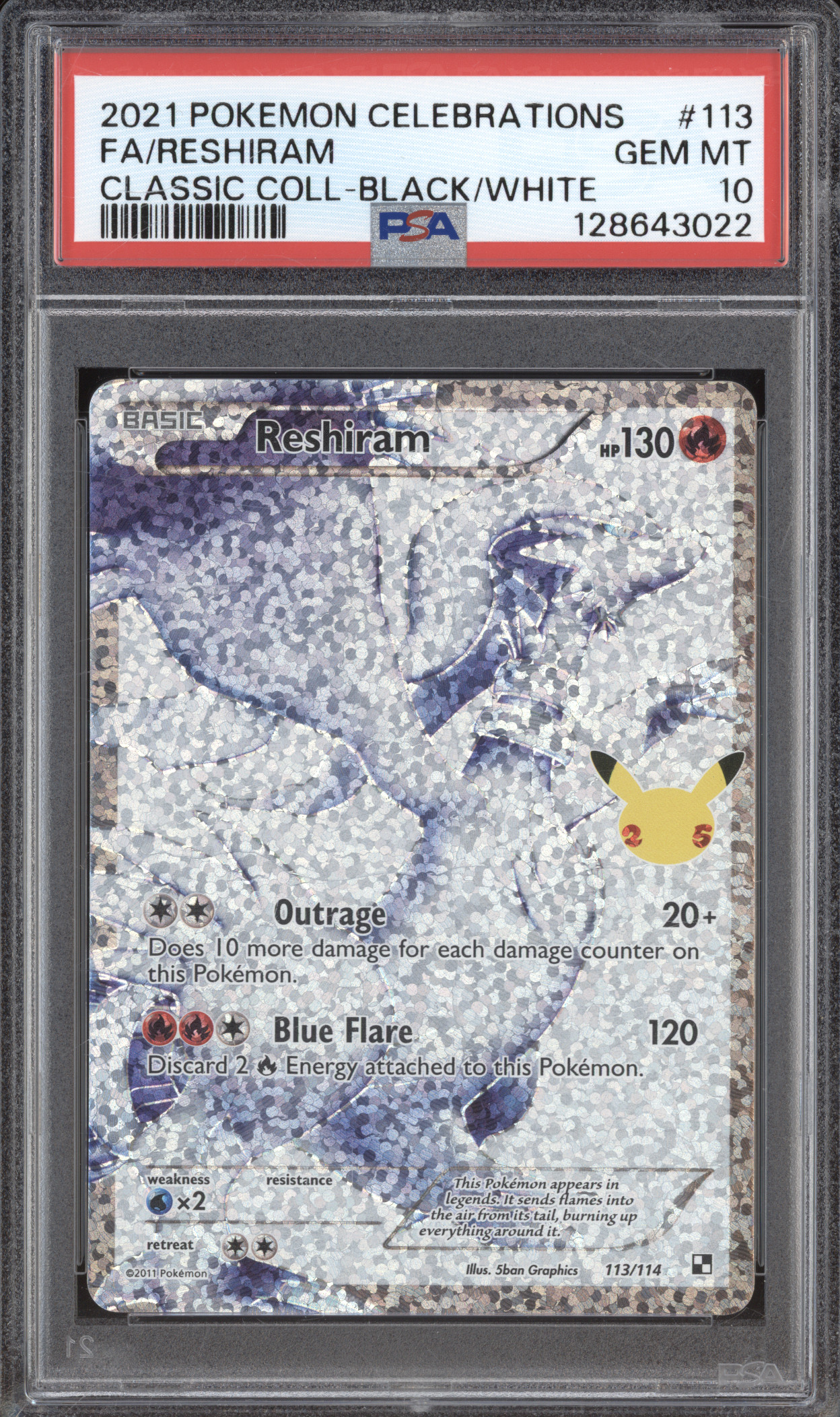 2021 Pokemon Celebrations Classic Collection #113 Reshiram — front